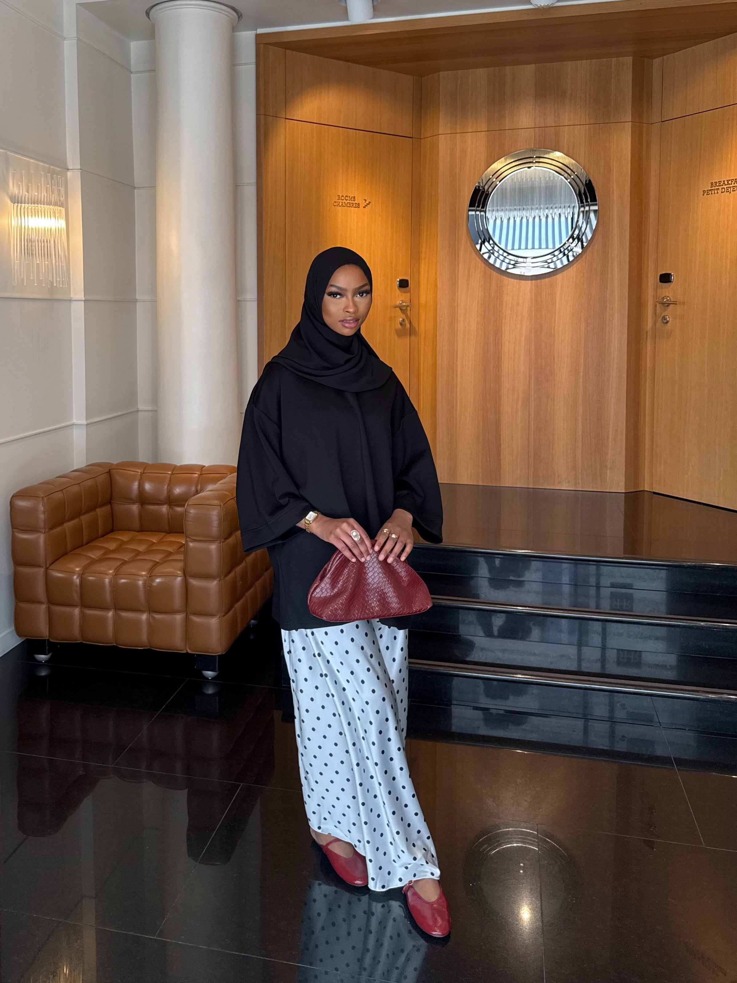 Jupe Sinaï Blanc (Pois noirs)