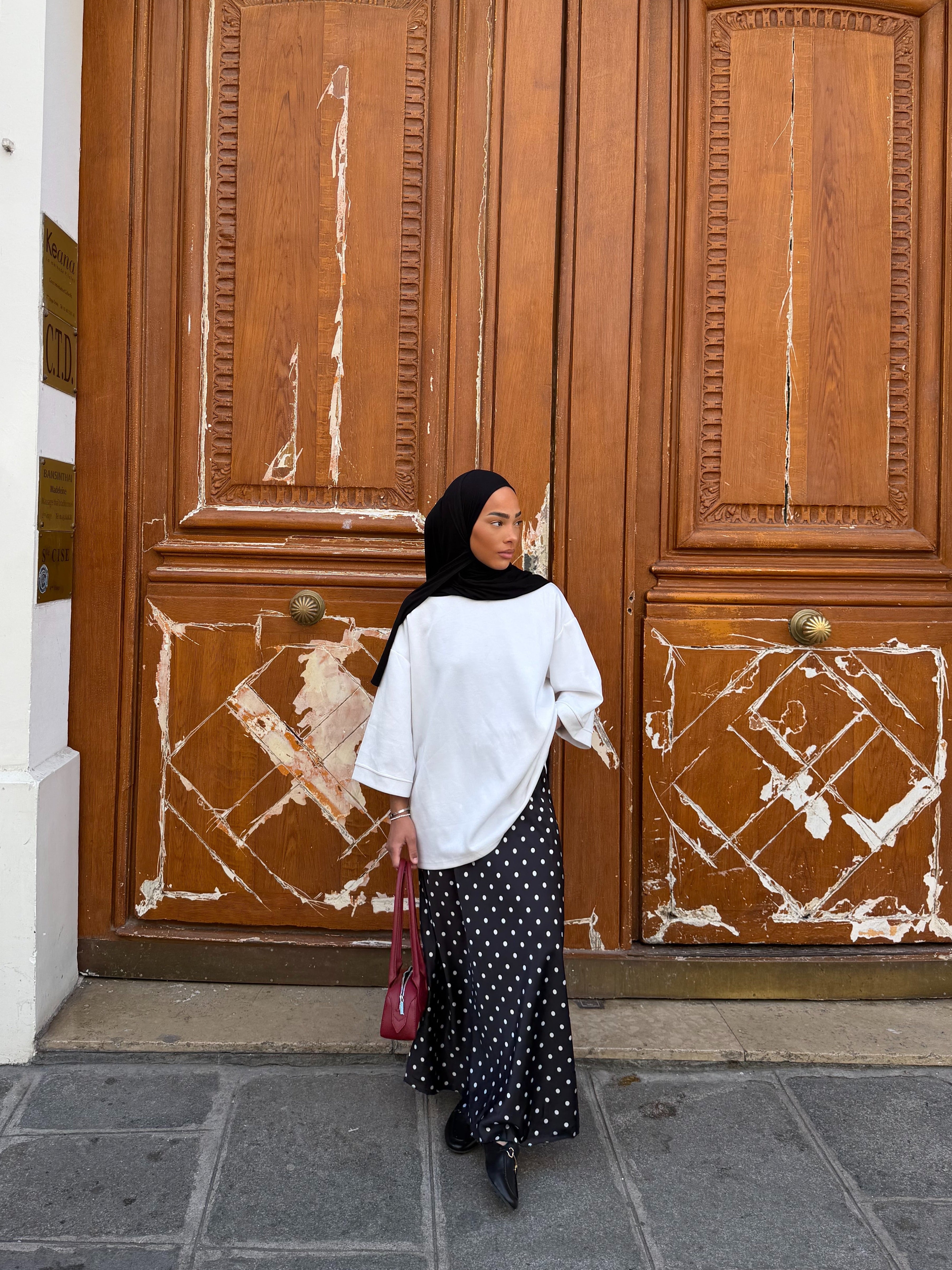 Jupe Sinaï Noir (Pois blancs)