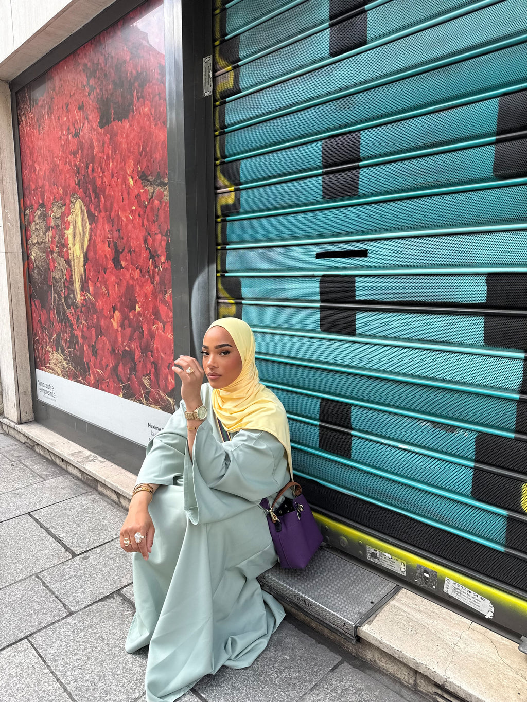 🧕🏻👗[ Taille Tall] Set Jupe + Hijab jersey scuba premium jaune   ( voir description**)