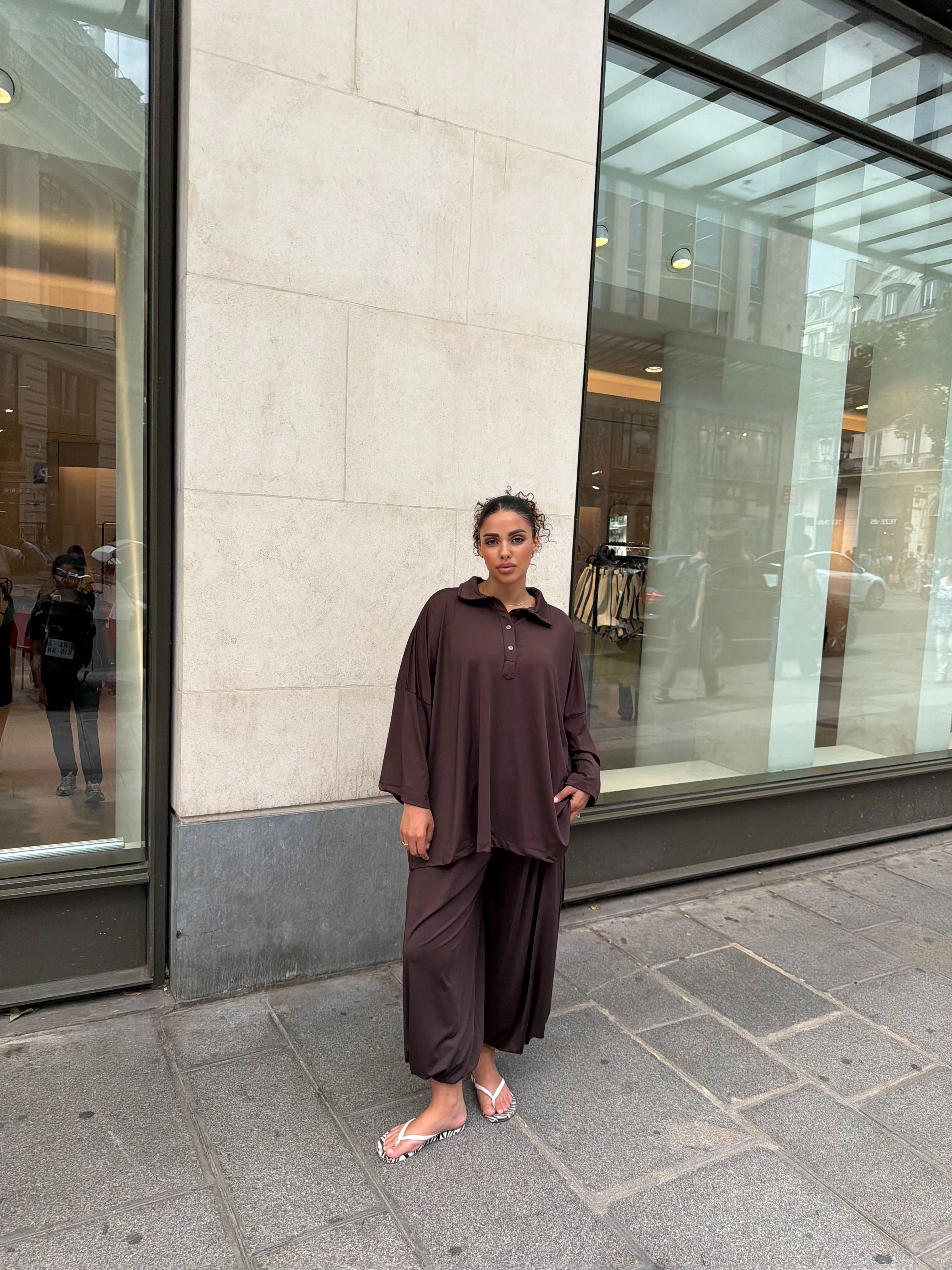 Burkini polo Lina Marron foncé