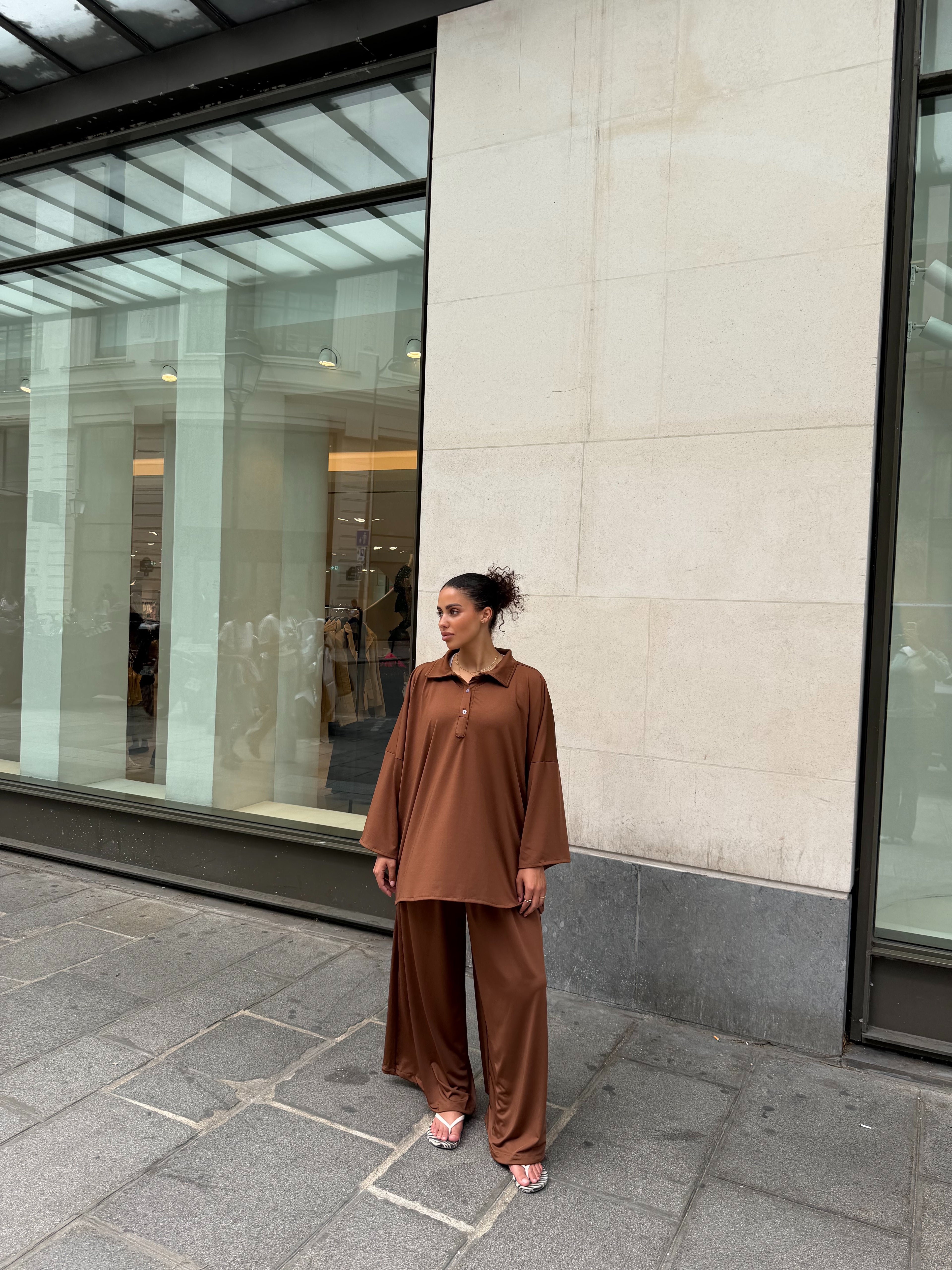 Burkini polo Lina Camel foncé