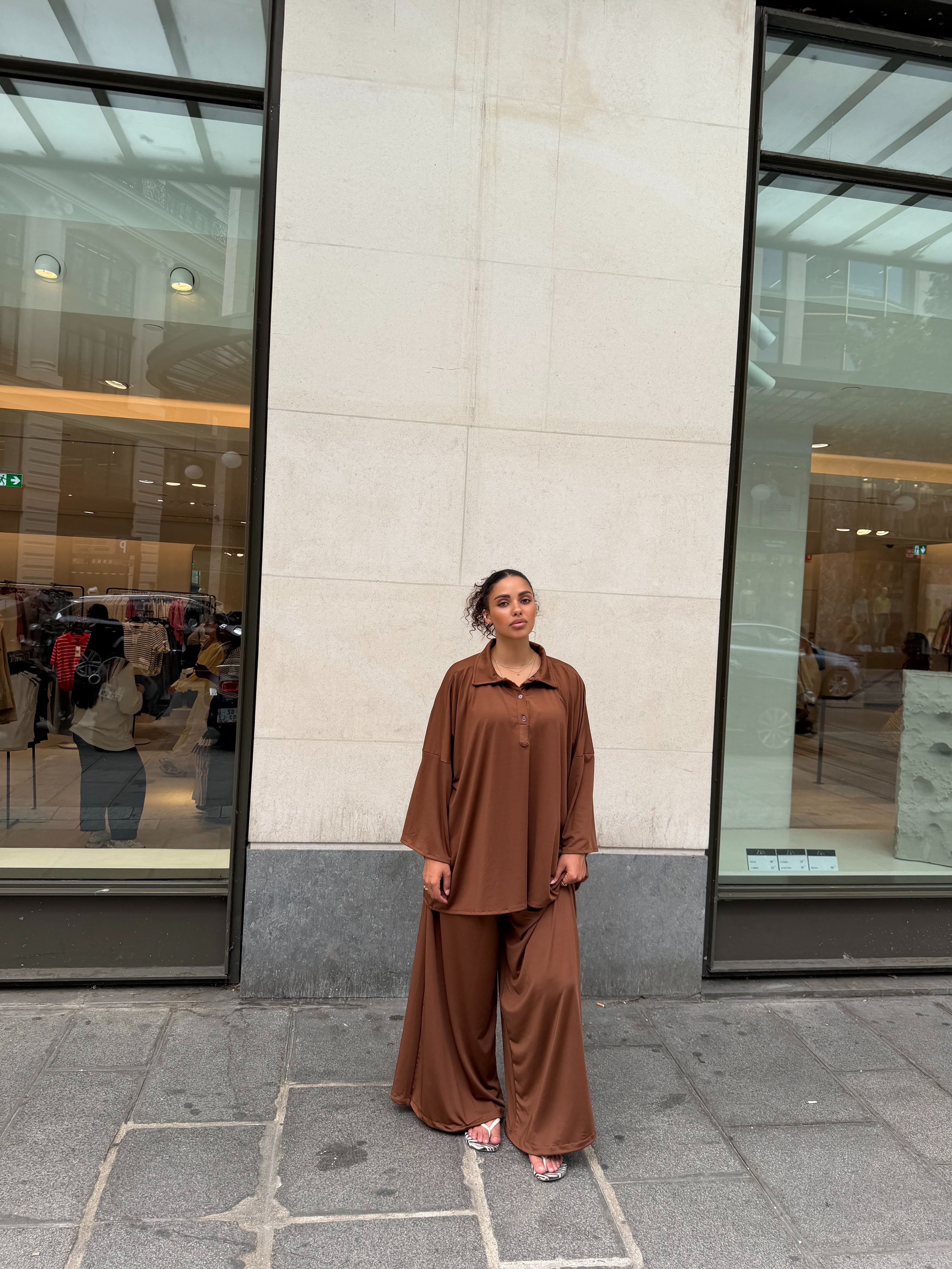 Burkini polo Lina Camel foncé