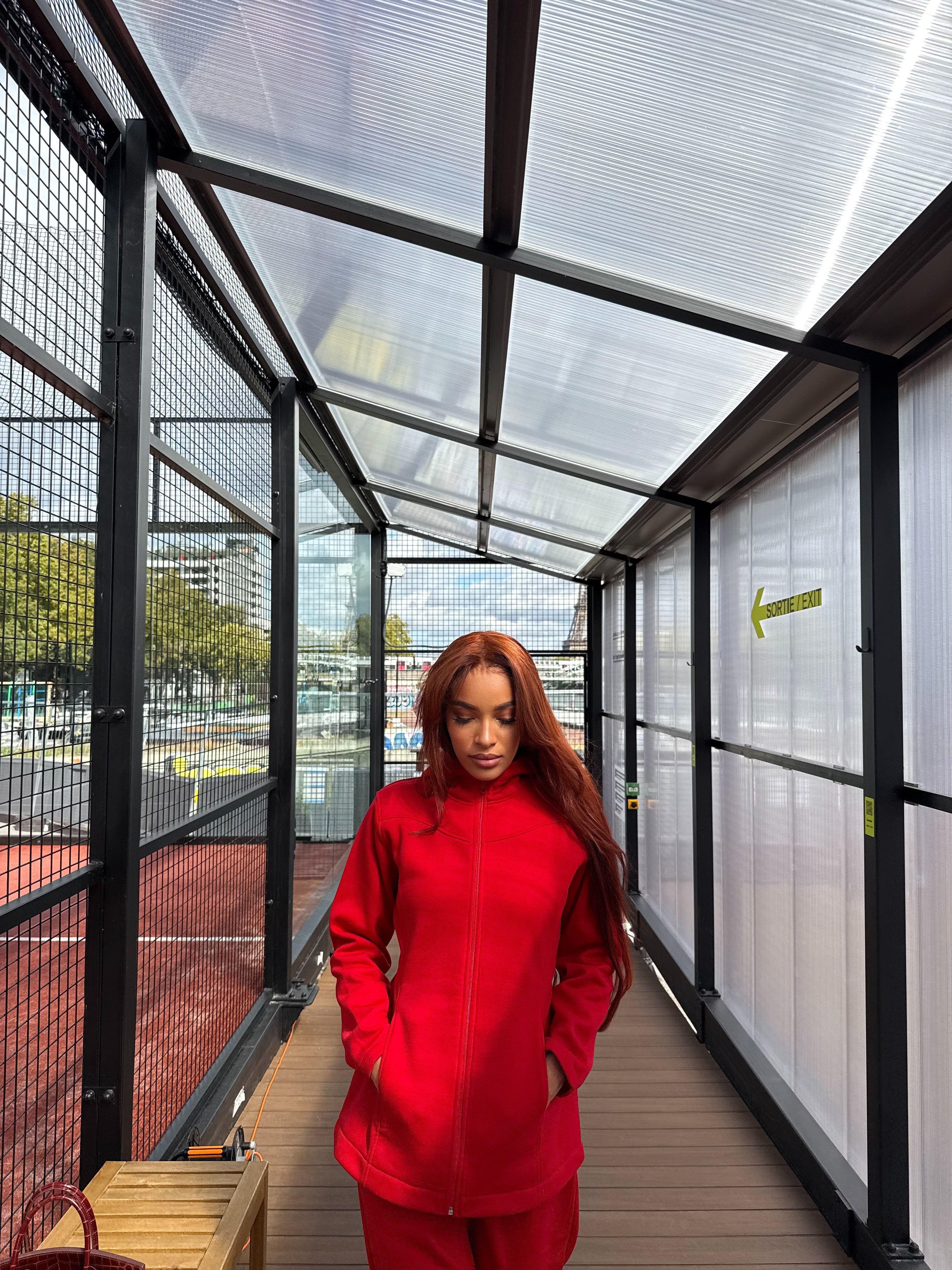 Ensemble fit girly rouge