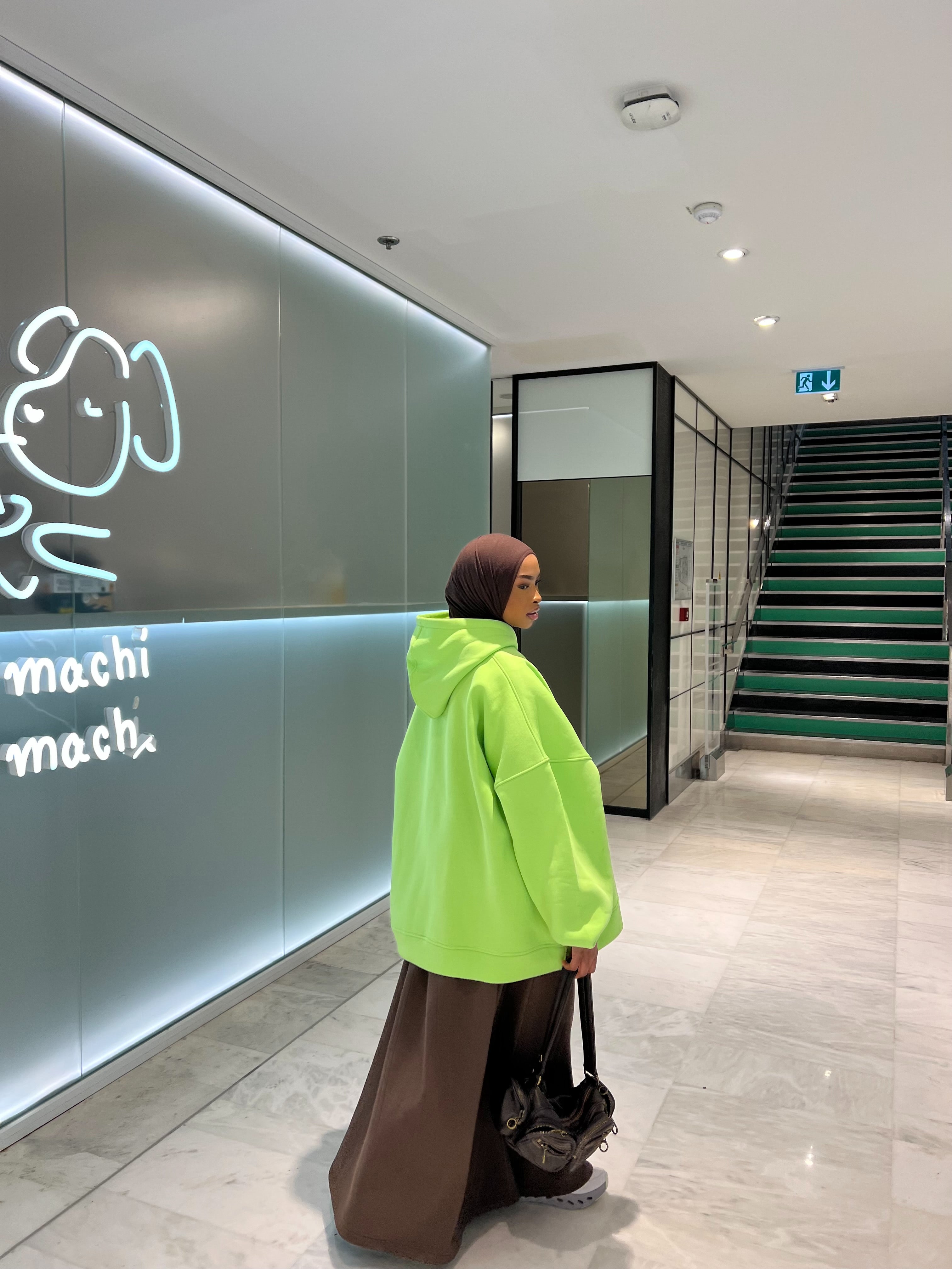 Hoodie Oversize Heavy Vert Fluo