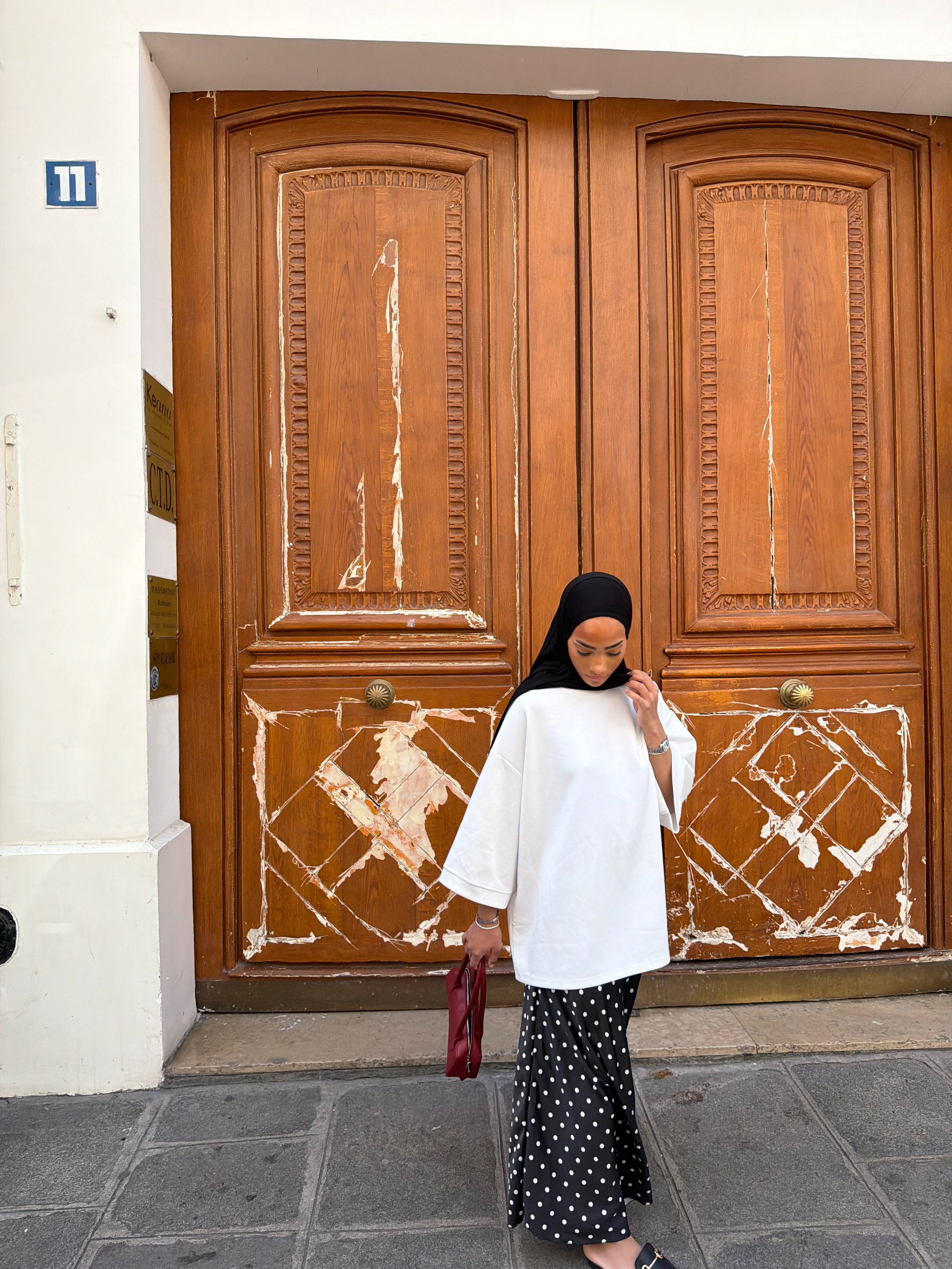 Jupe Sinaï Noir (Pois blancs)