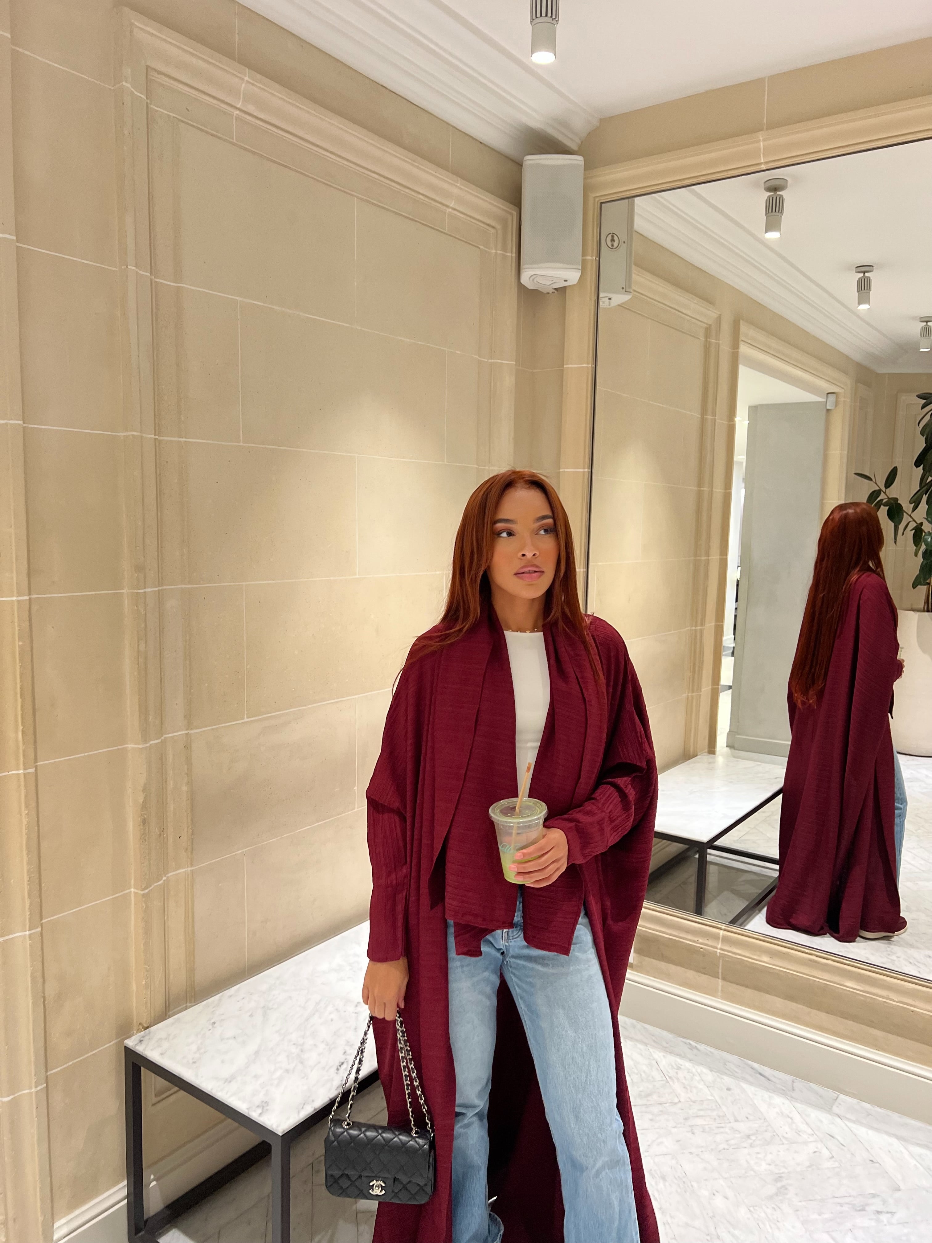 Set Kimono et Foulard Djélya Rouge bordeau