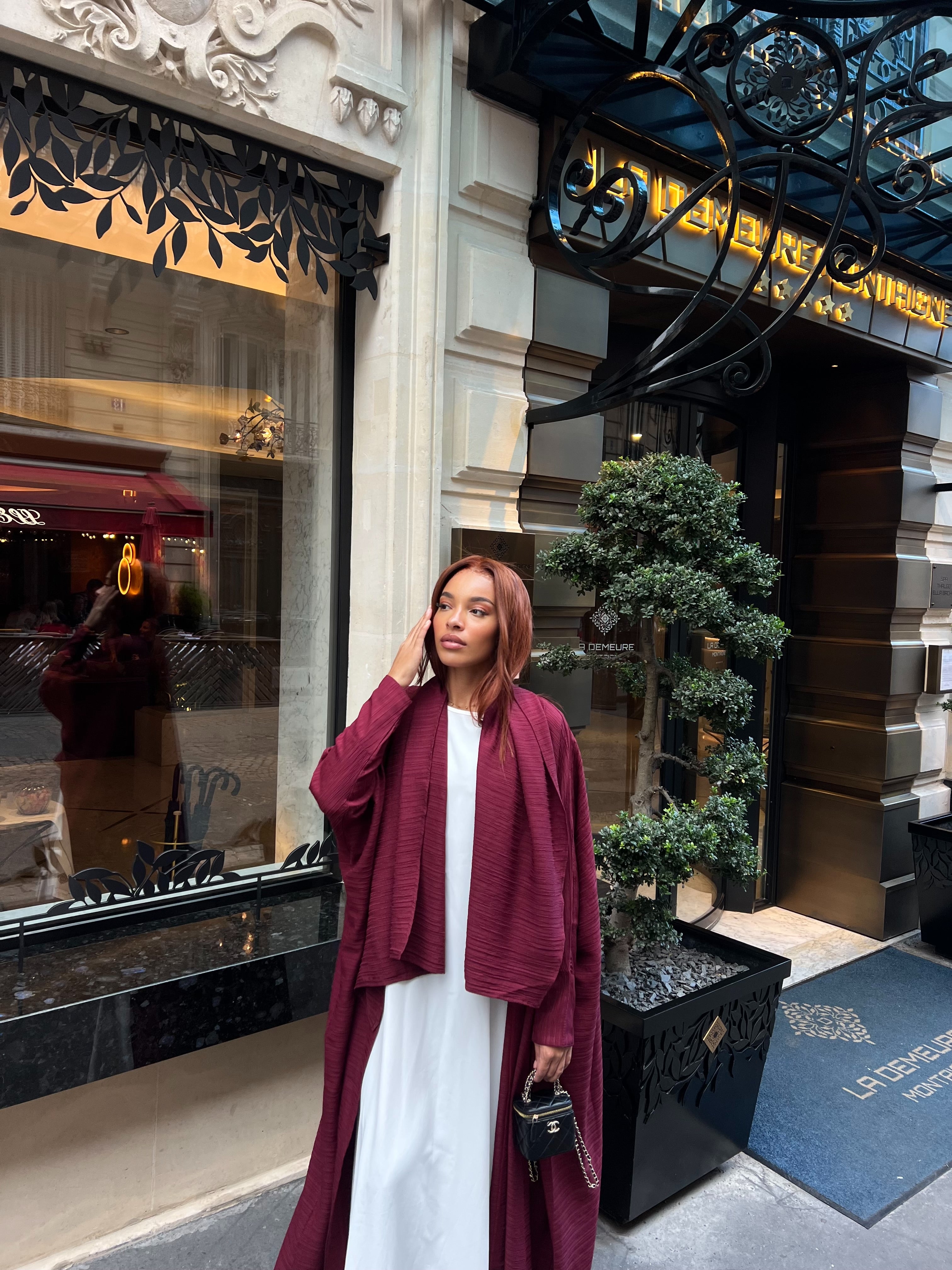 Set Kimono et Foulard Djélya Rouge bordeau