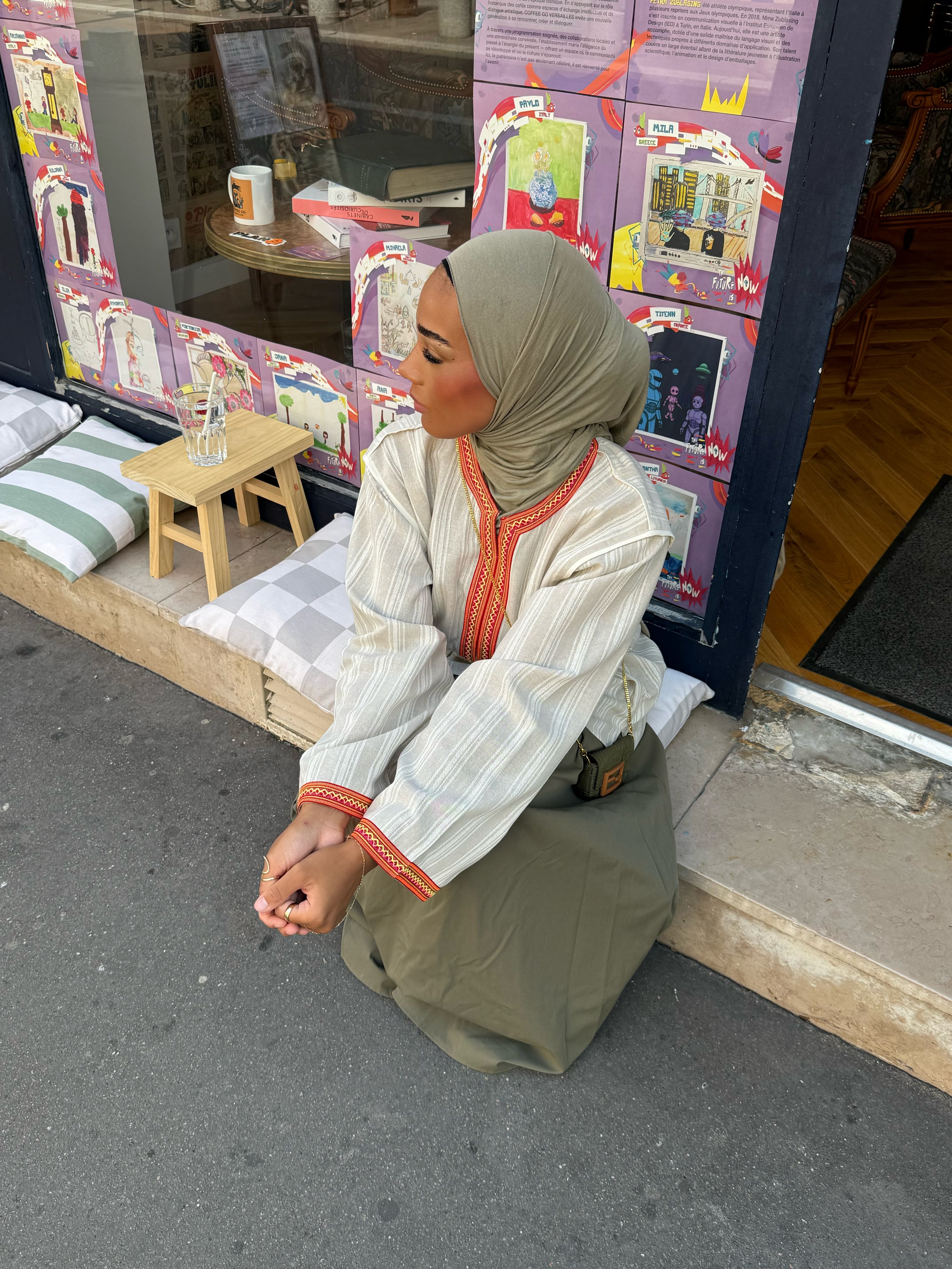 ( Taille Tall )Blouse Marrakech ( beige col orange )