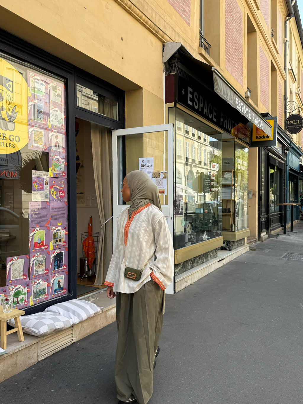 ( Taille Tall )Blouse Marrakech ( beige col orange )