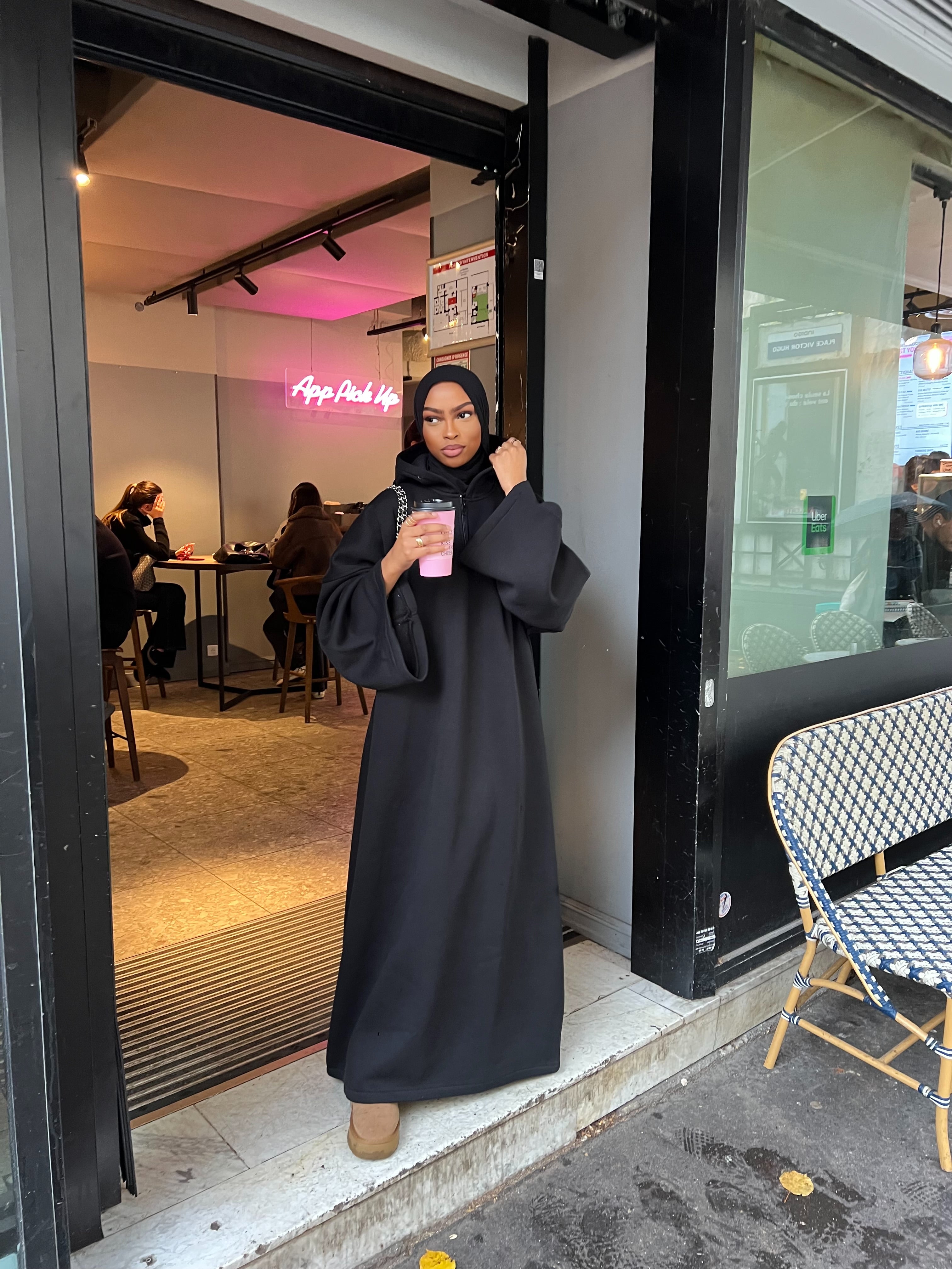 Robe sweat Miya noir [ EN STOCK ] ( lire description concernant la taille )