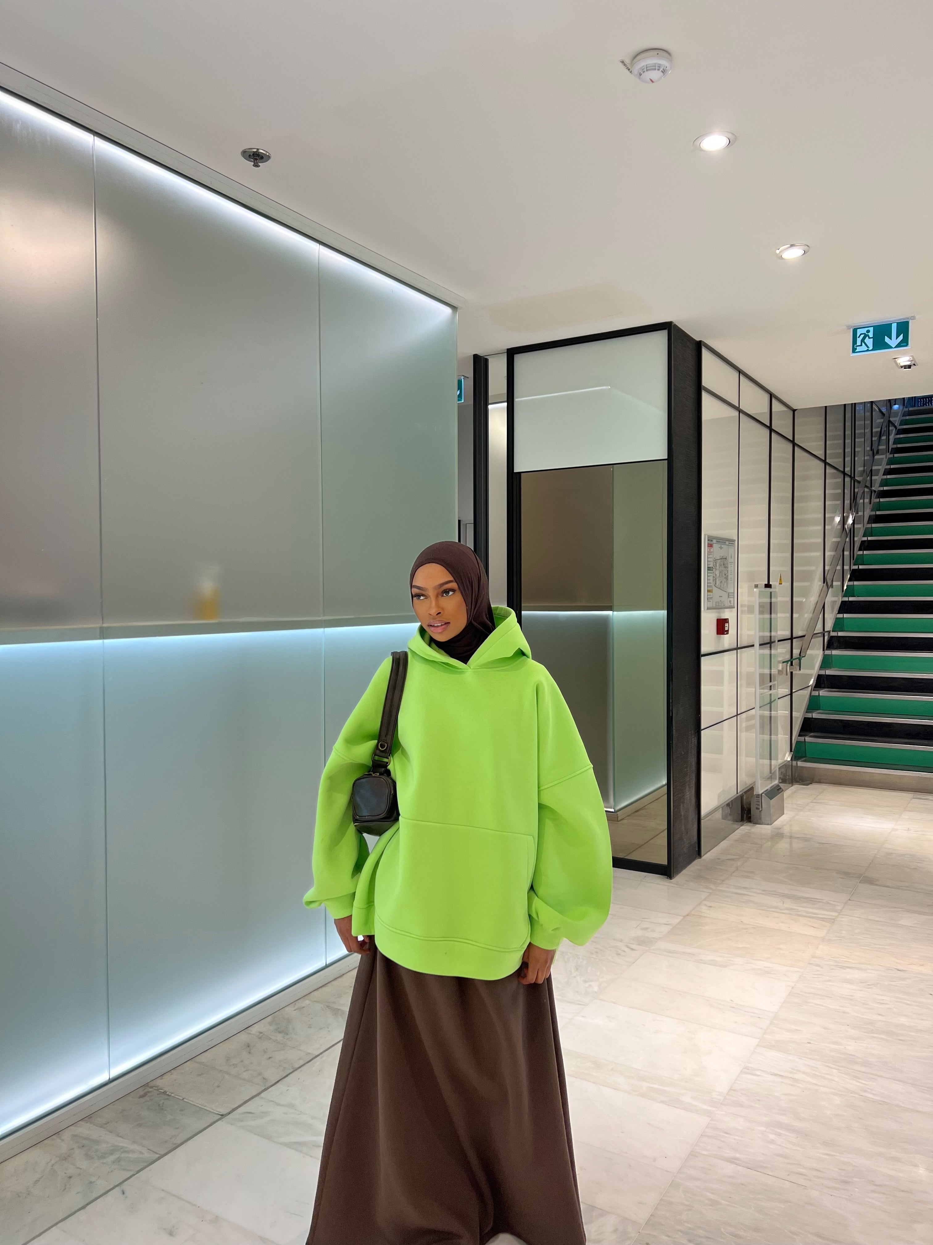 Hoodie Oversize Heavy Vert Fluo