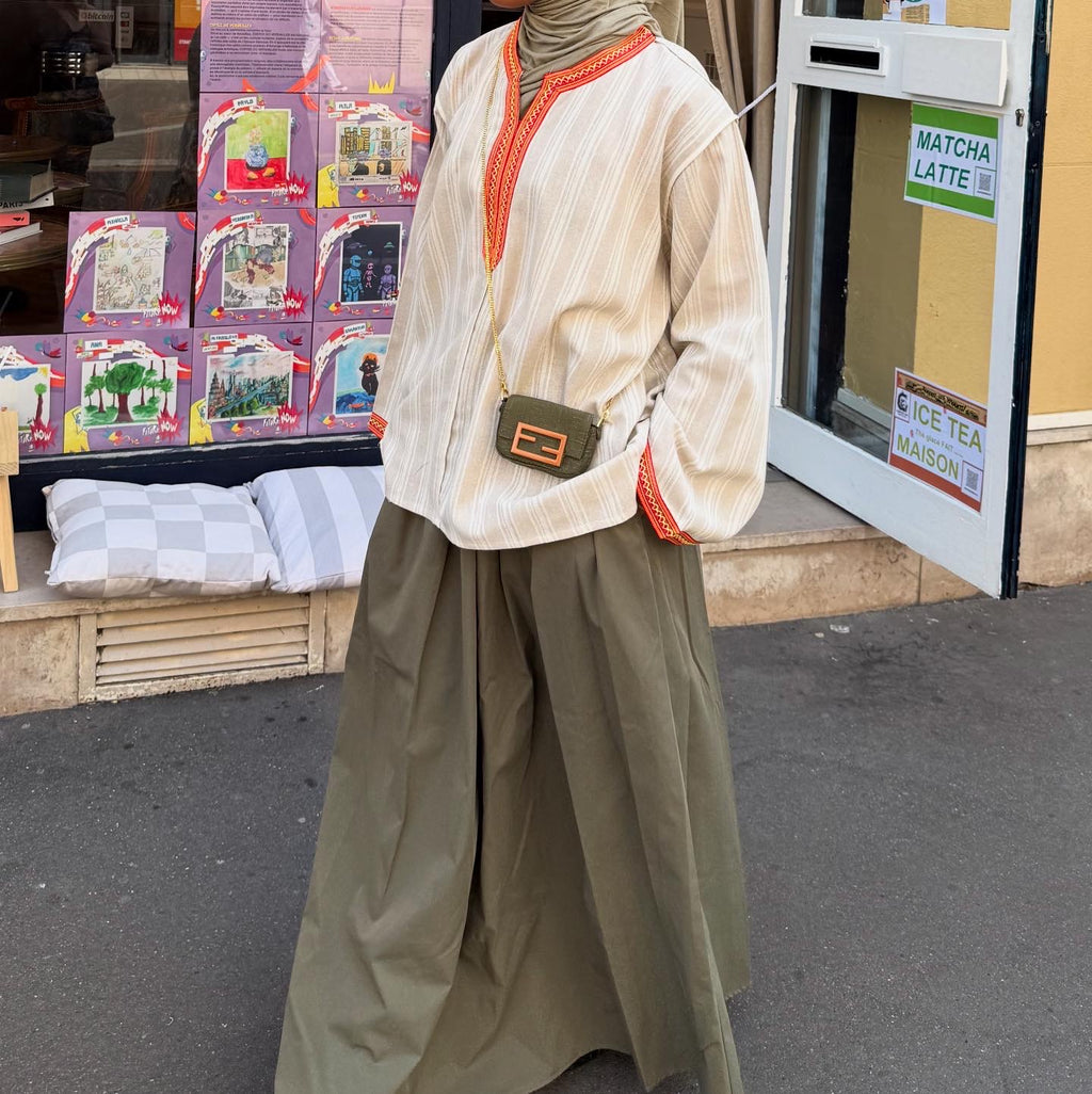 ( Taille Tall )Blouse Marrakech ( beige col orange )
