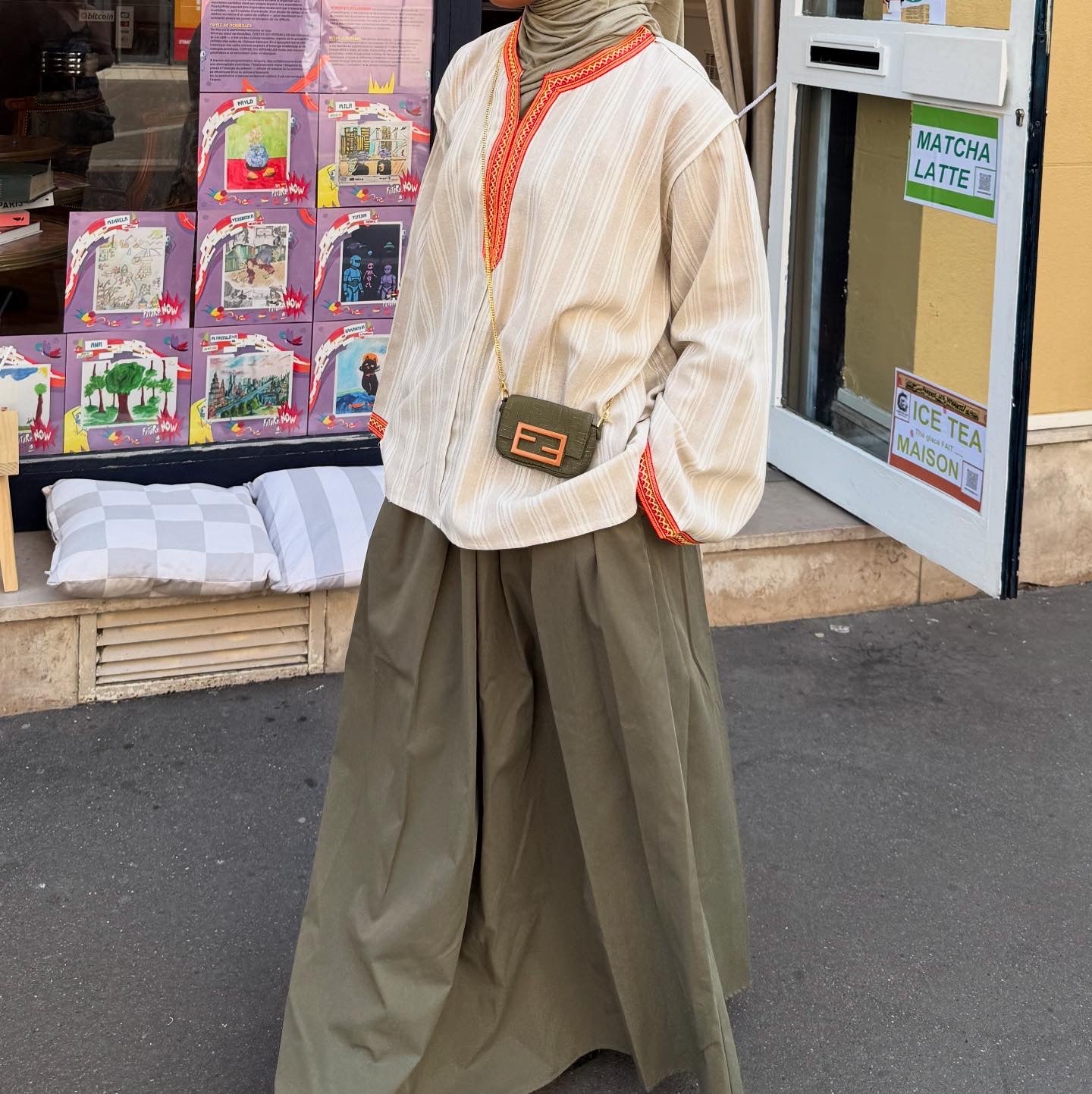 ( Taille standard )Blouse Marrakech ( beige col orange )