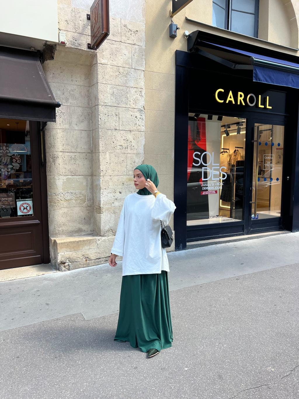 🧕🏻👗(standard )   vert sapin  Set Jupe + Hijab jersey scuba premium ( voir description**)