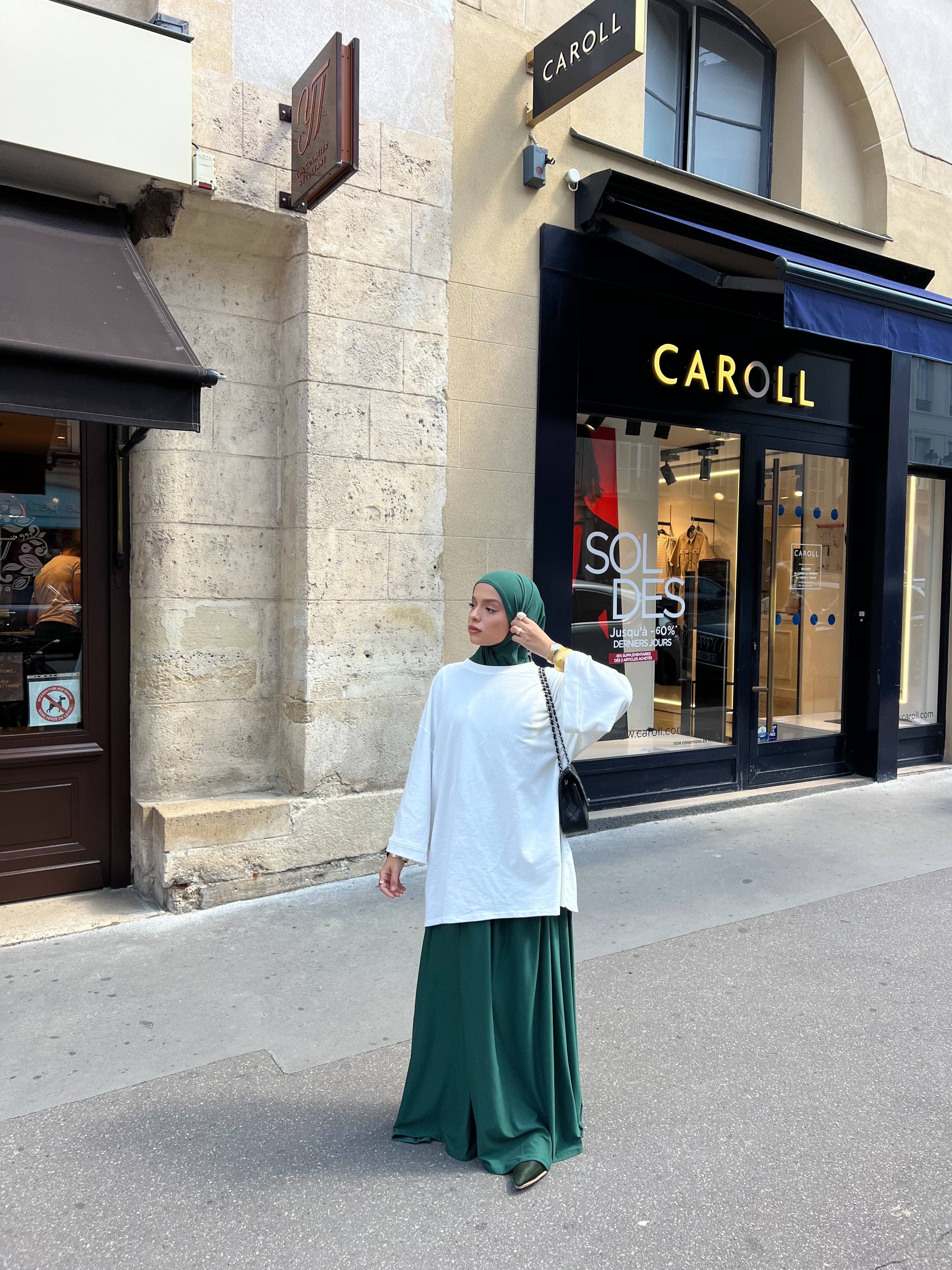 🧕🏻👗(standard )   vert sapin  Set Jupe + Hijab jersey scuba premium ( voir description**)