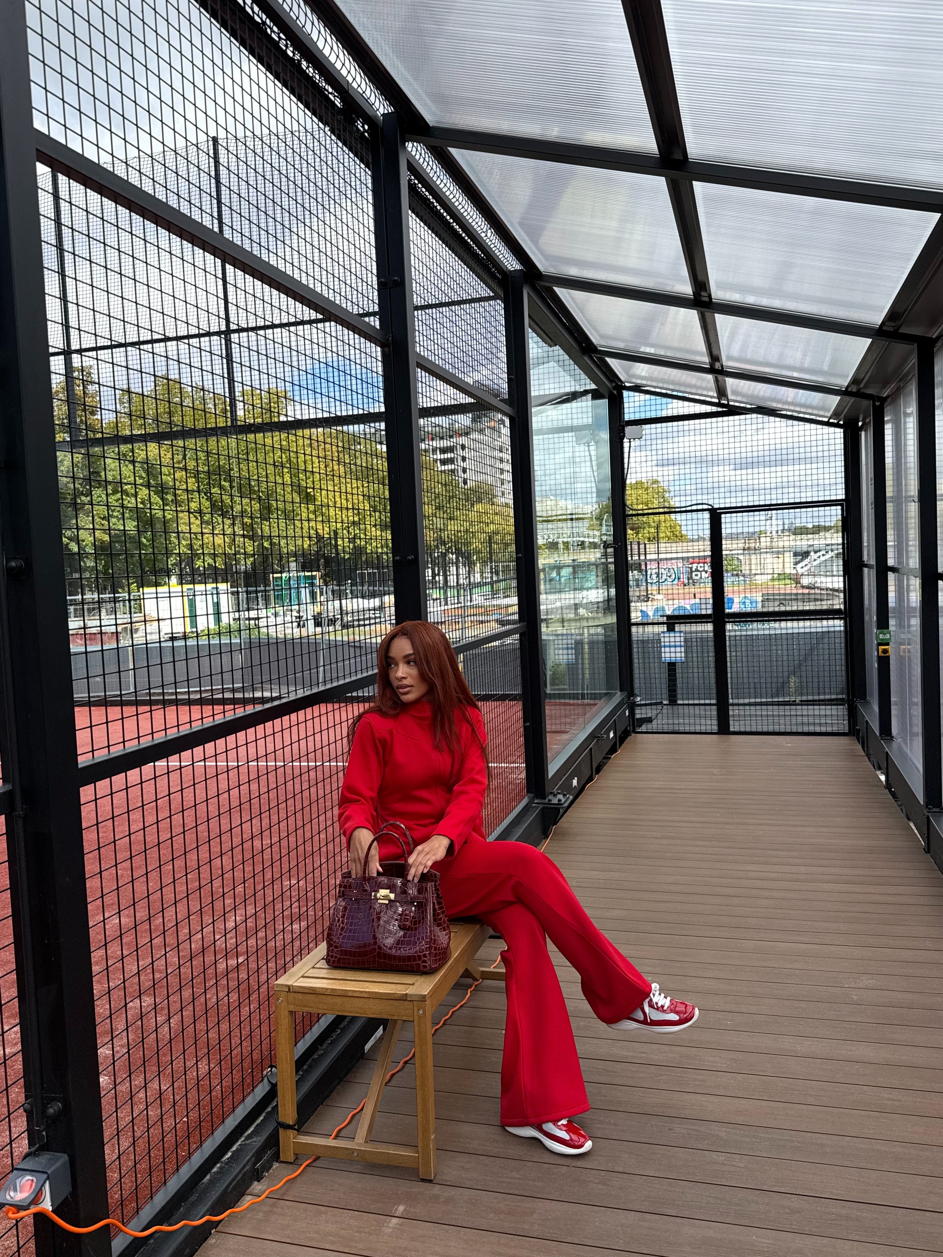 Ensemble fit girly rouge