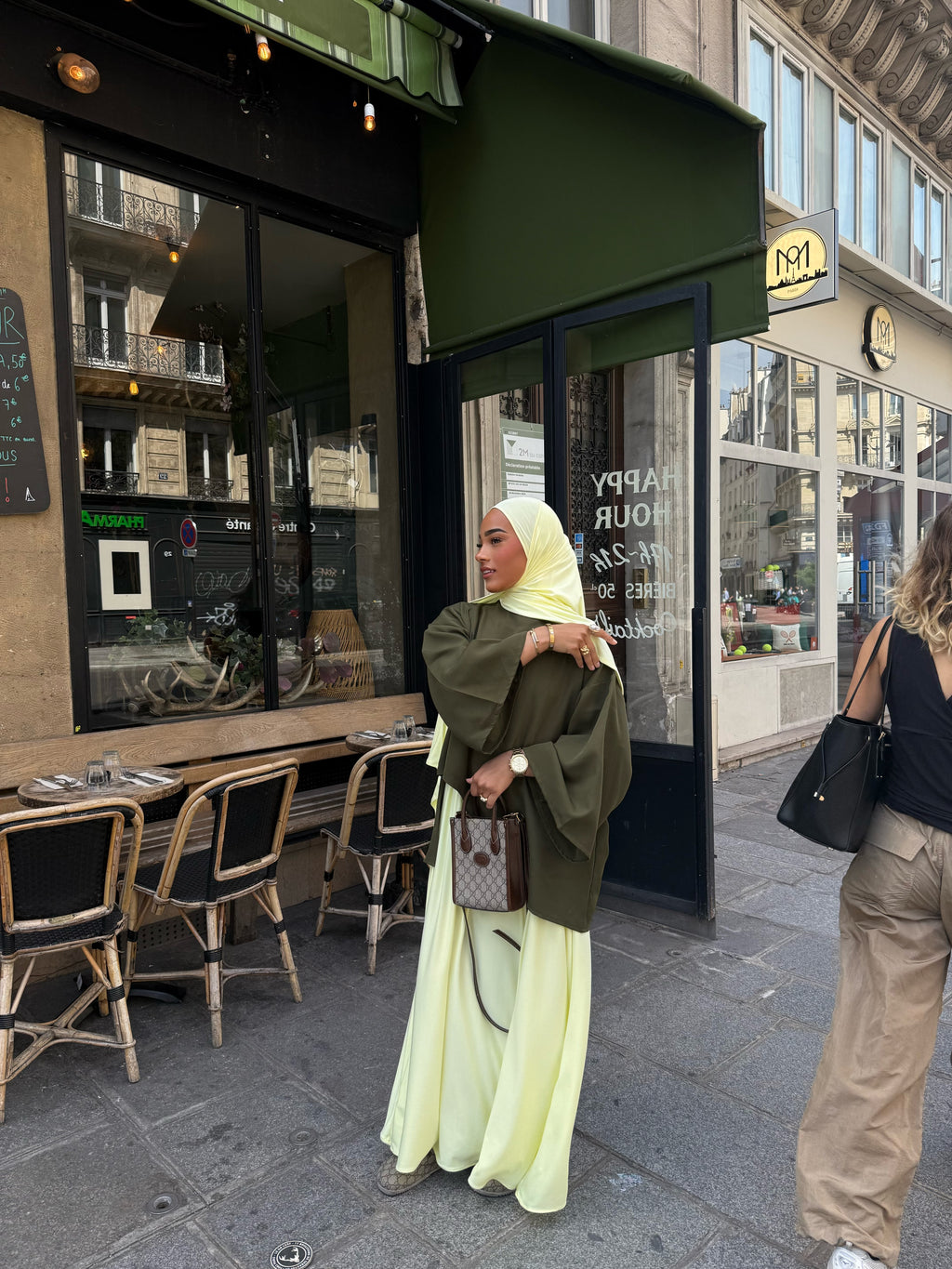 🧕🏻👗(standard)   Jaune fluo  Set Jupe + Hijab jersey scuba premium ( voir description**)