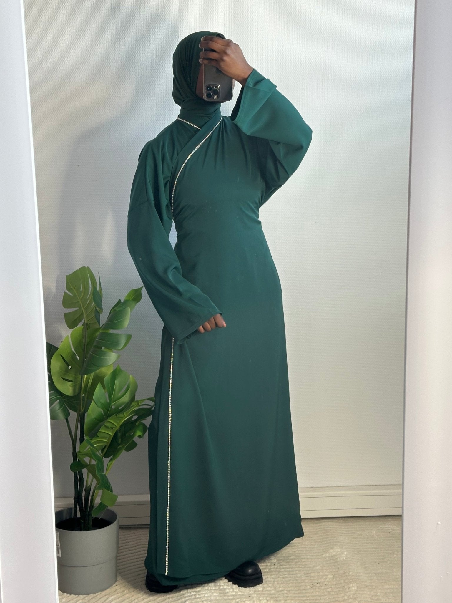 Abaya Cache Coeur Saliha Emeraude - TAHIRA
