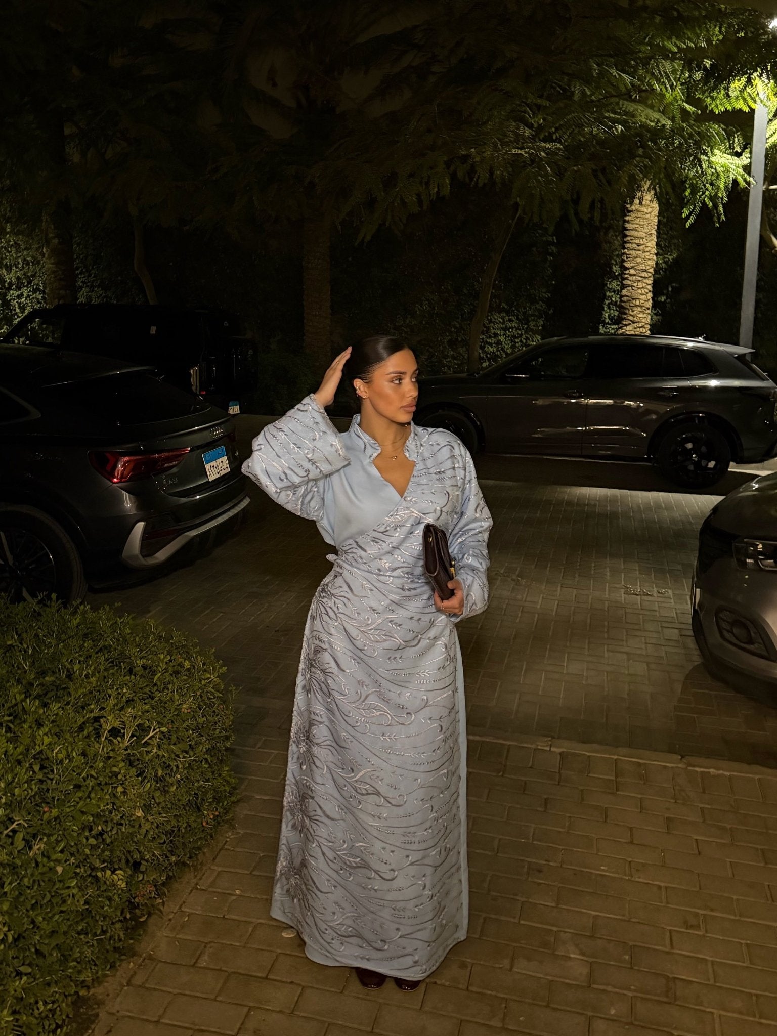 Abaya Kyu New Brodé Bleu Ciel - TAHIRA