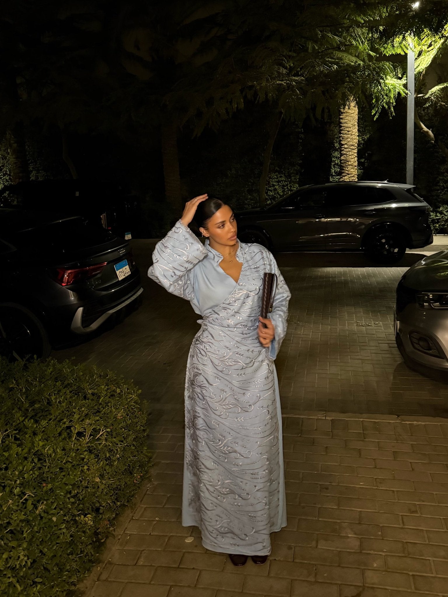 Abaya Kyu New Brodé Bleu Ciel - TAHIRA