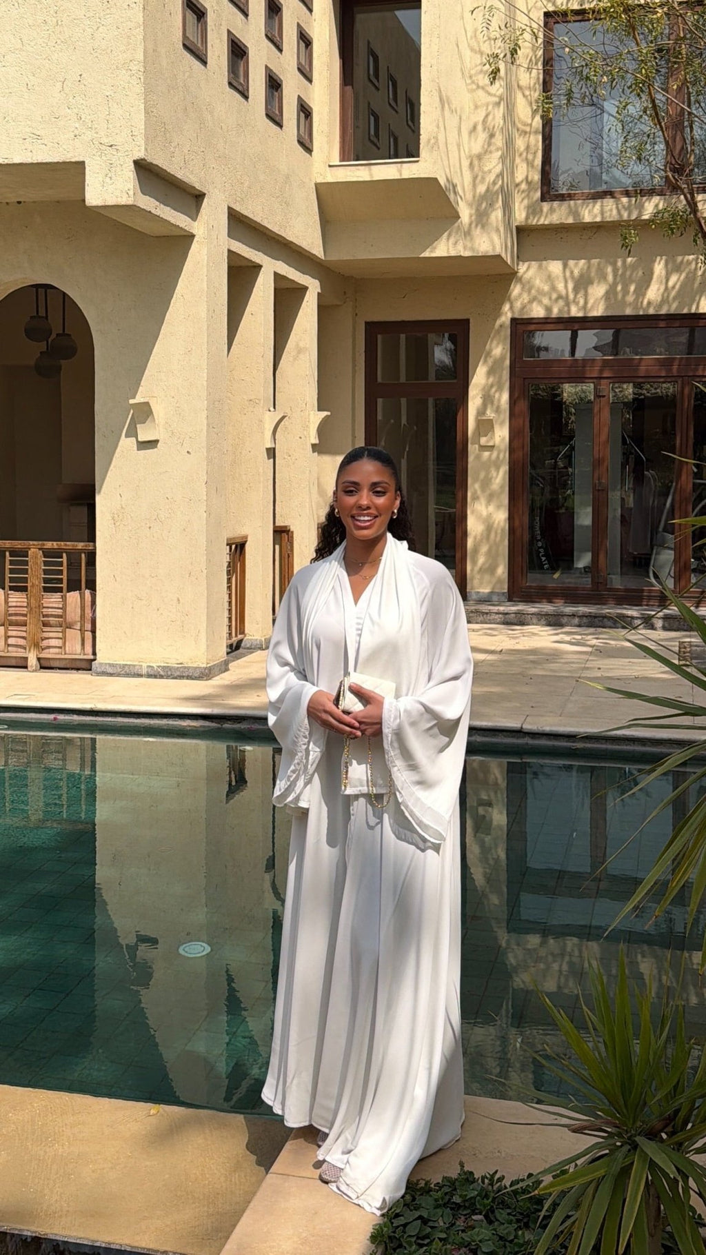 Abaya Papillon Volant - Blanc - TAHIRA