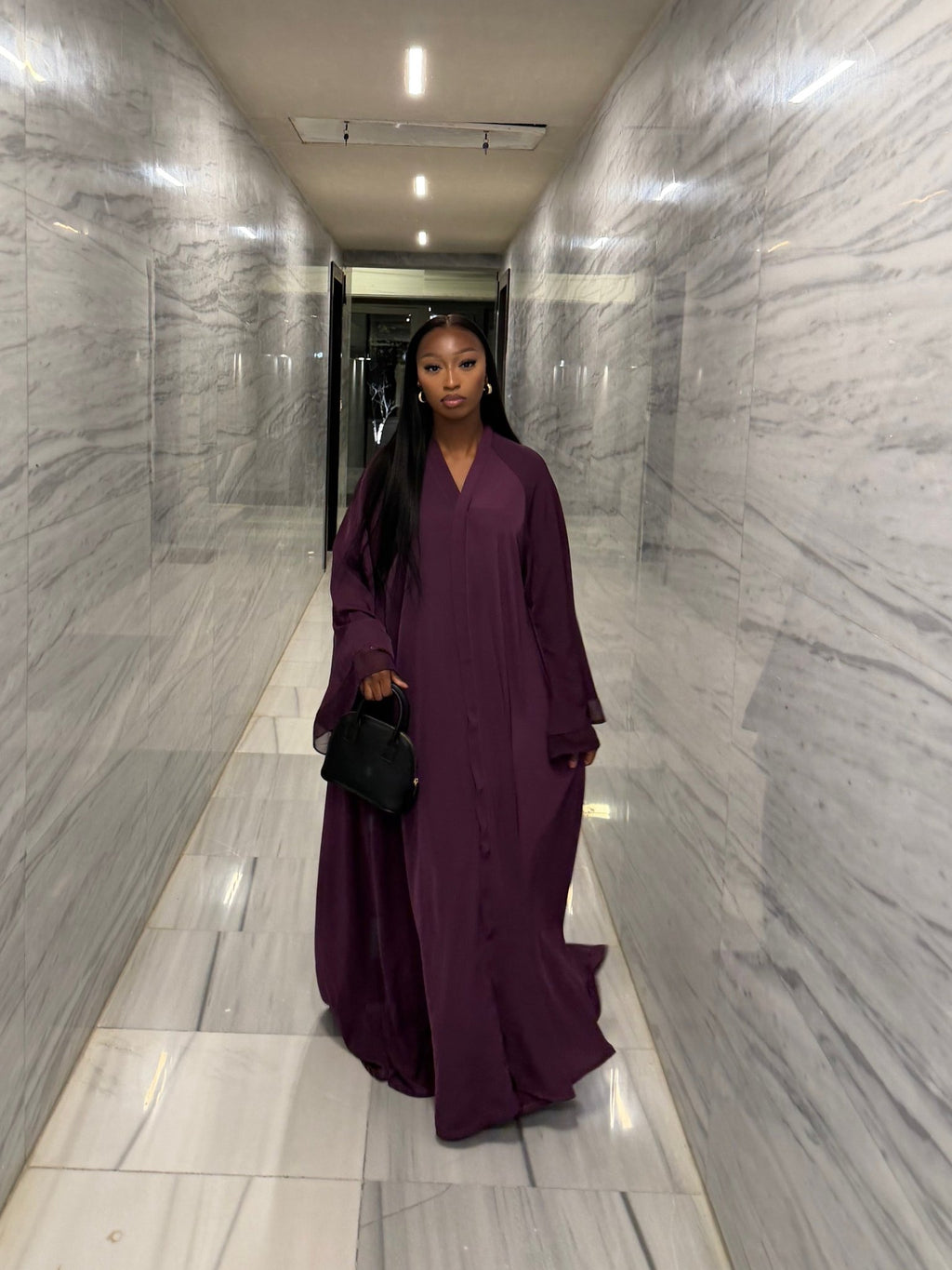Abaya Papillon Volant - Violet - TAHIRA