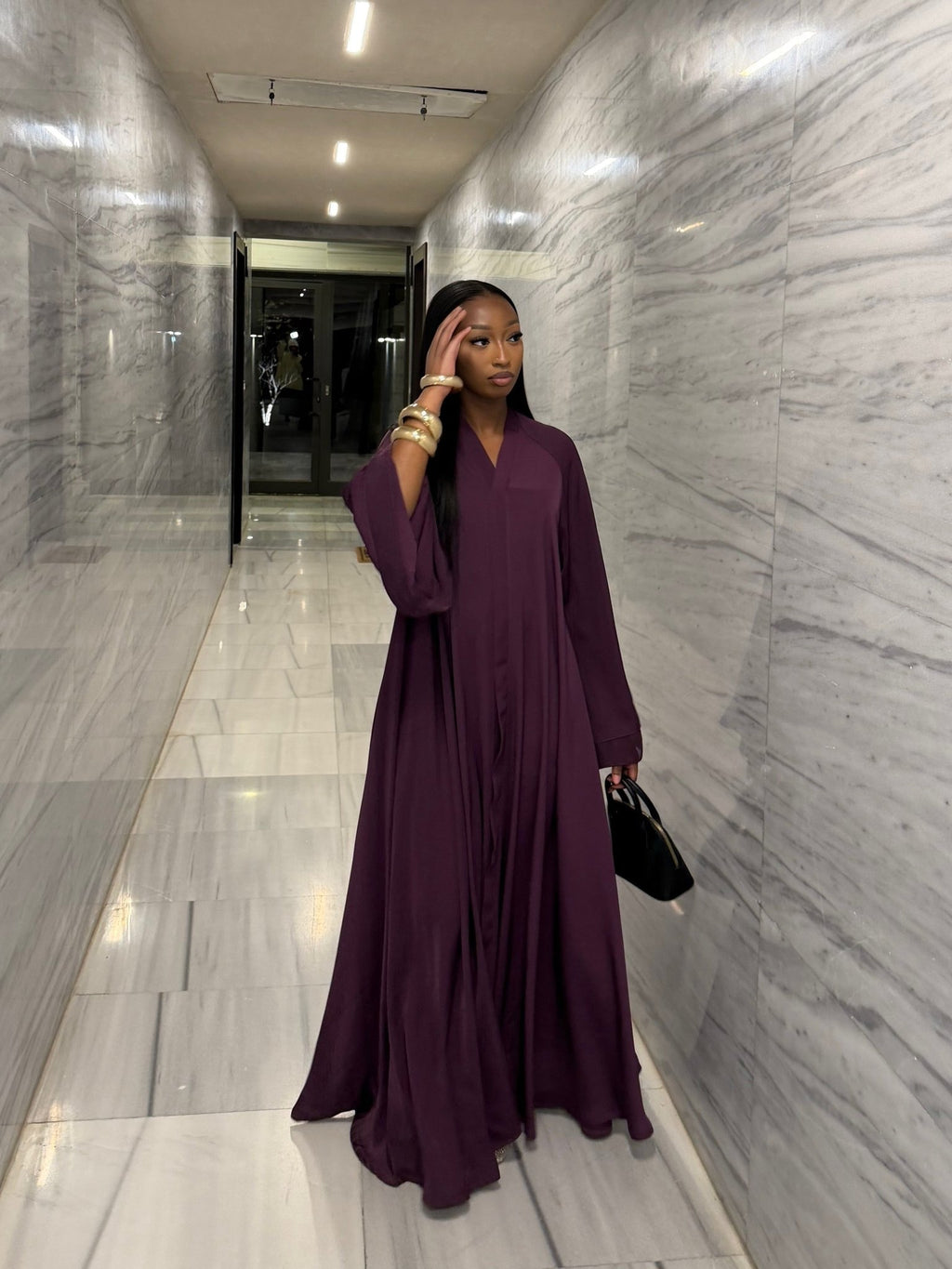 Abaya Papillon Volant - Violet - TAHIRA