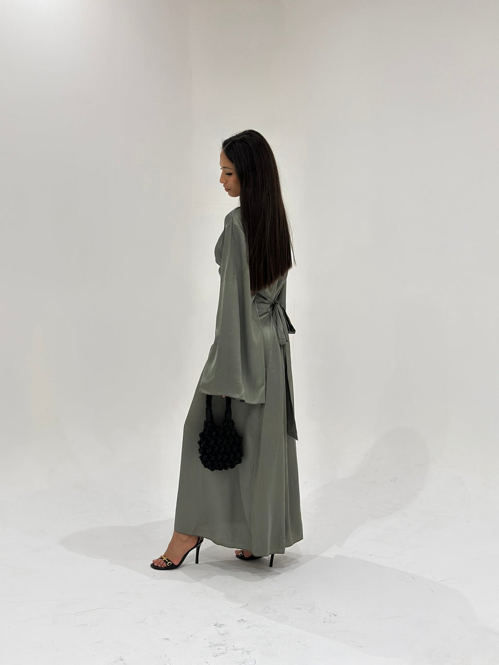 Abaya Satiné Sunshine Kaki - TAHIRA