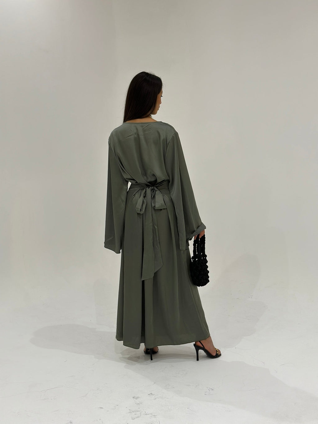 Abaya Satiné Sunshine Kaki - TAHIRA