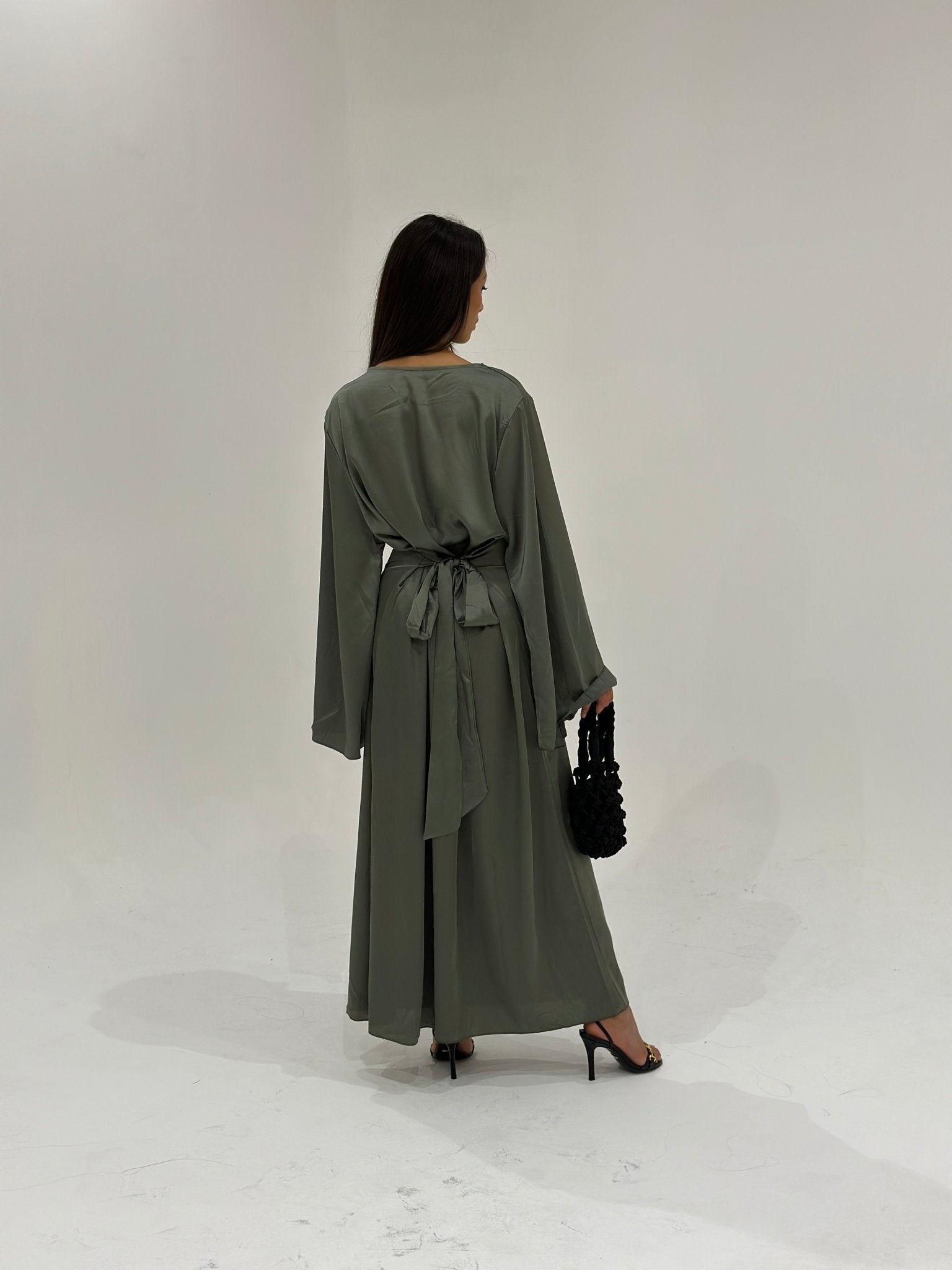 Abaya Satiné Sunshine Kaki - TAHIRA
