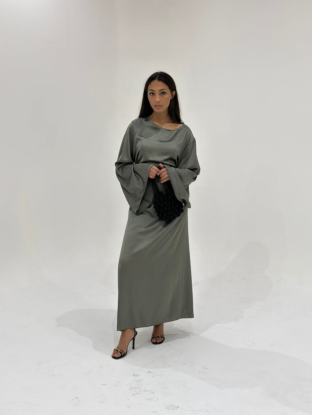 Abaya Satiné Sunshine Kaki - TAHIRA