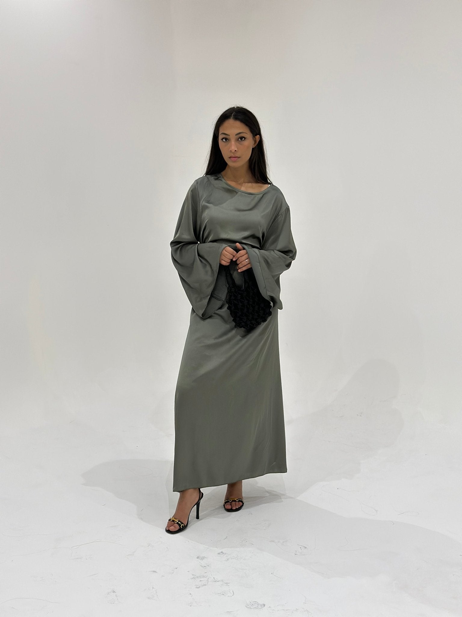 Abaya Satiné Sunshine Kaki - TAHIRA