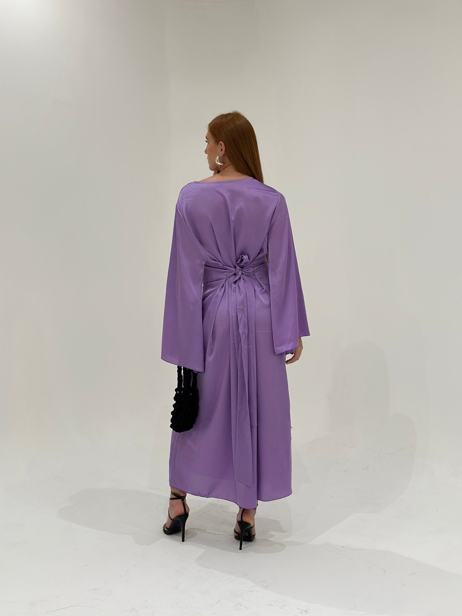 Abaya Satiné Sunshine Violet Lilas - TAHIRA