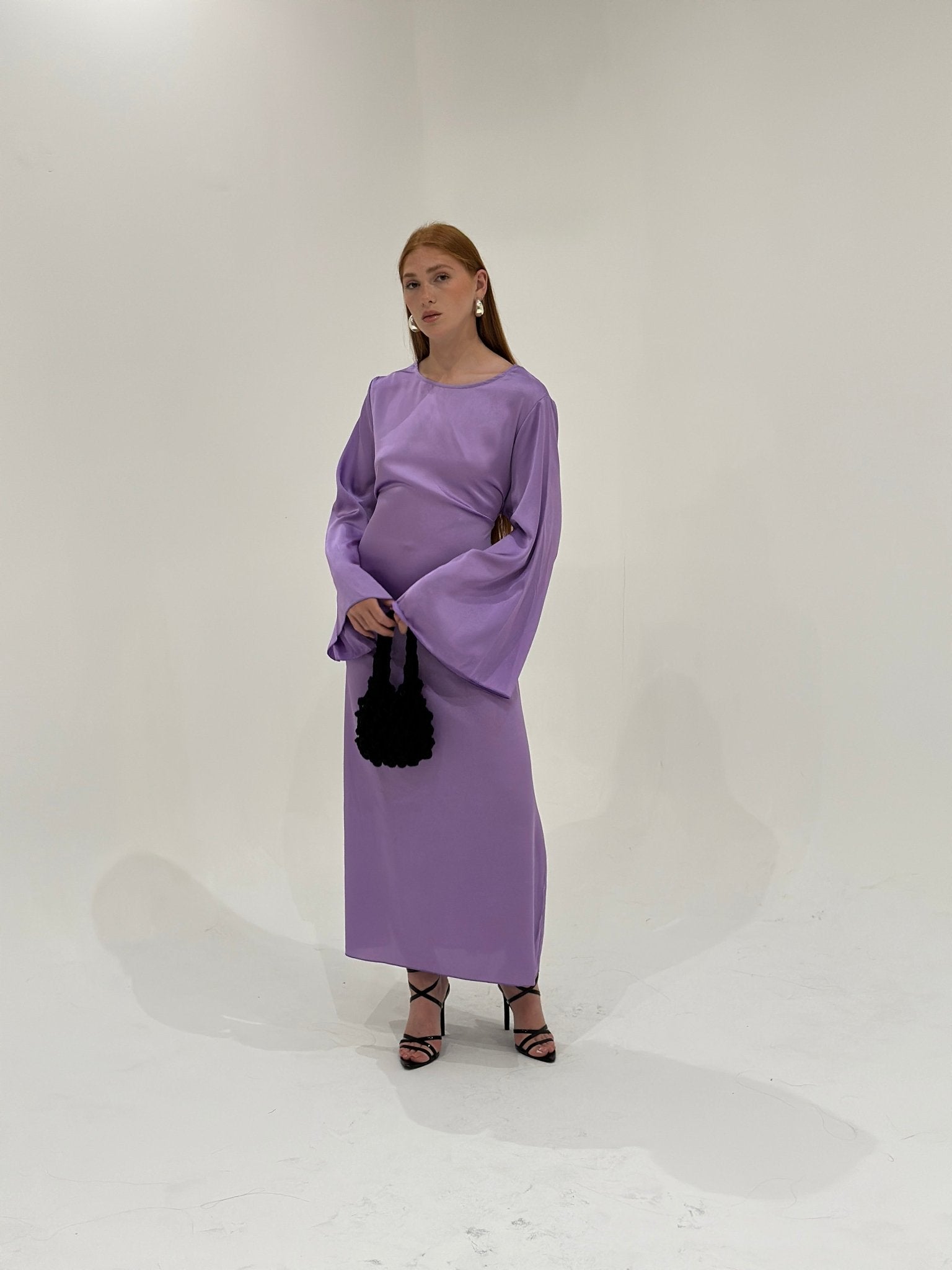 Abaya Satiné Sunshine Violet Lilas - TAHIRA