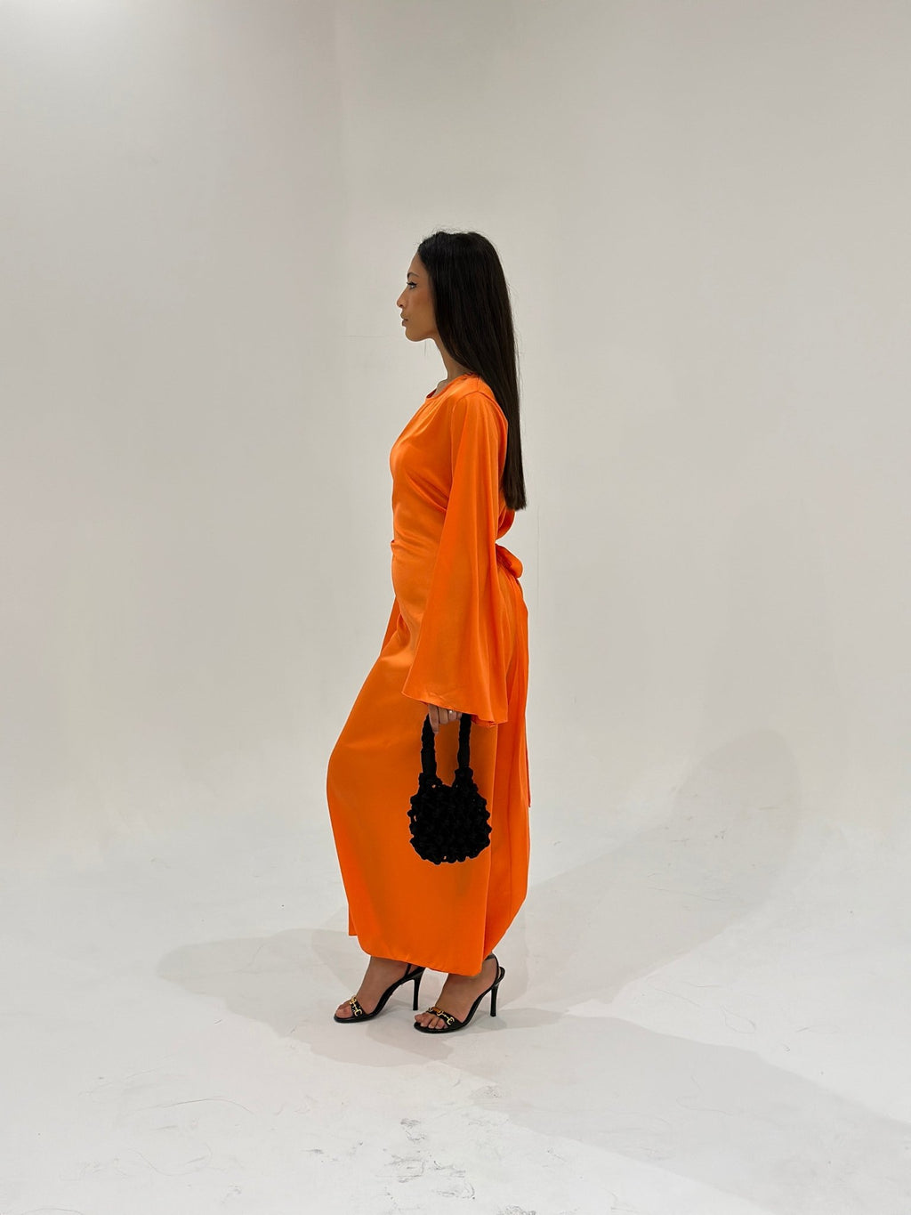 Abaya Sunshine Satiné Orange Pêche - TAHIRA