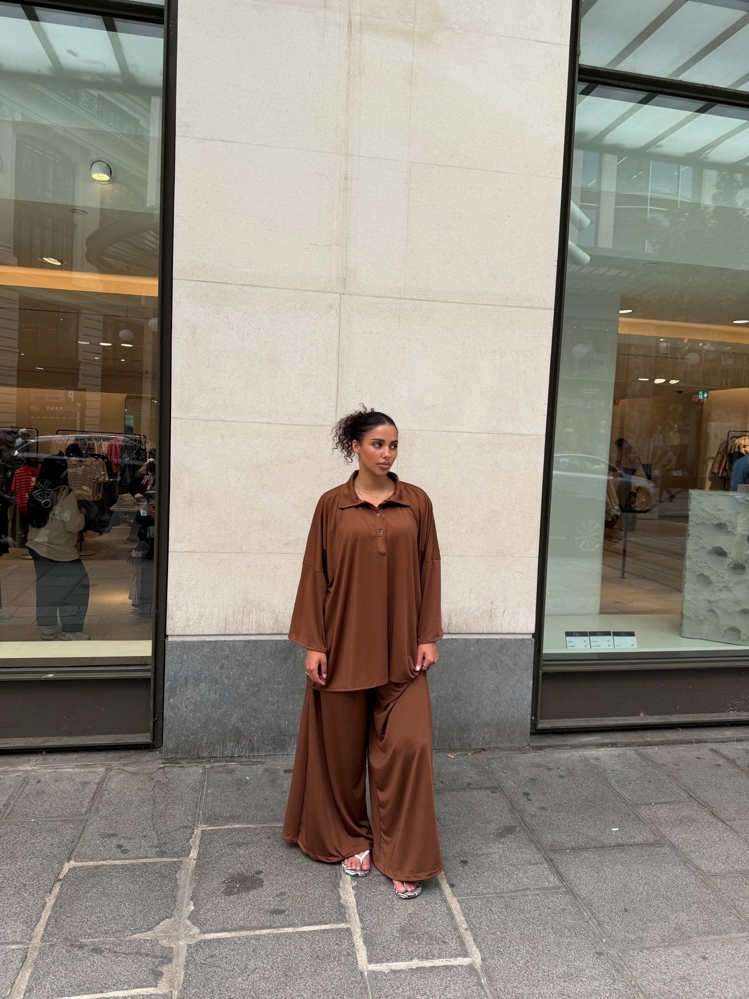 Burkini polo Lina Camel foncé - TAHIRA