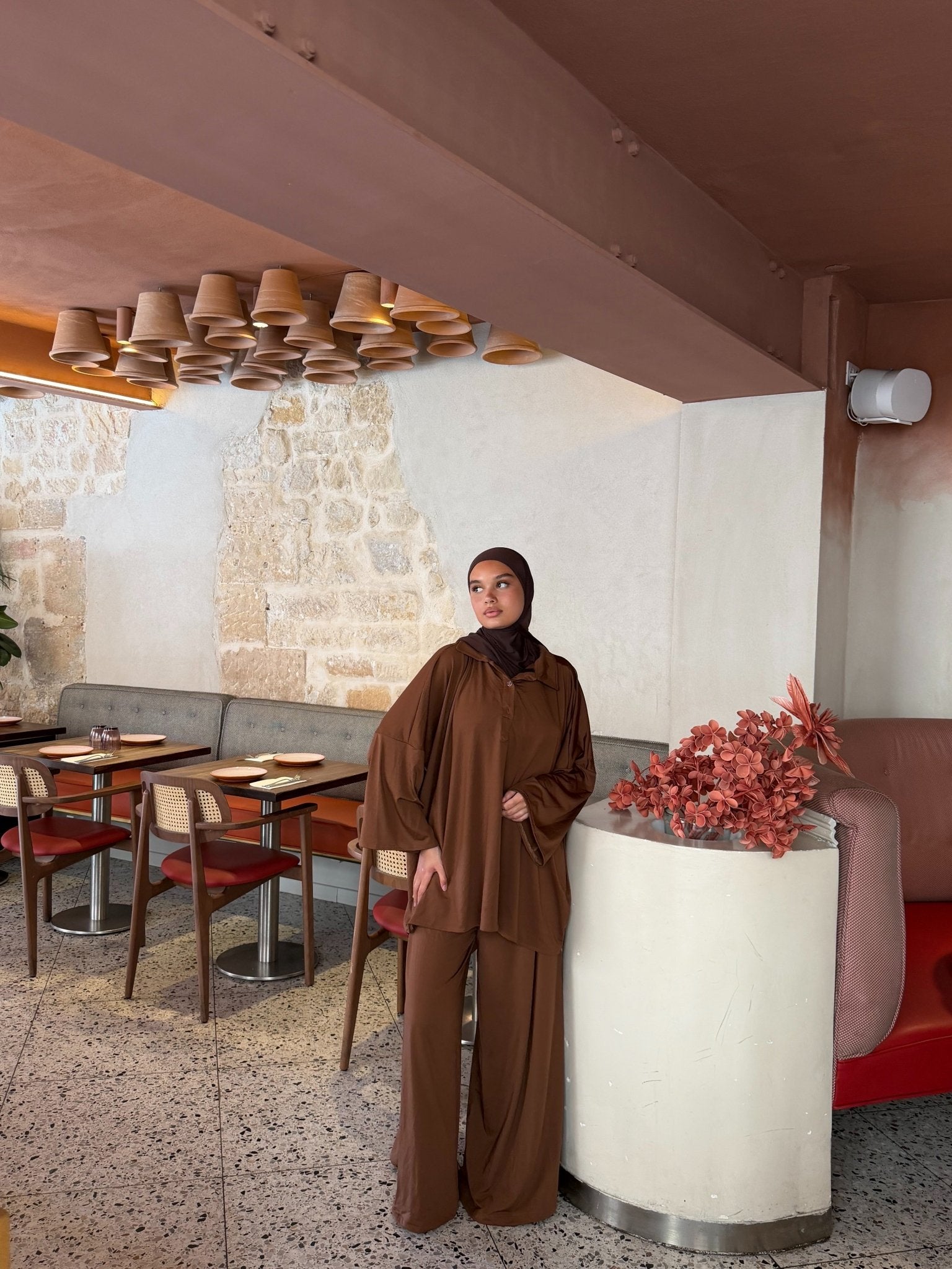 Burkini polo Lina Camel foncé - TAHIRA