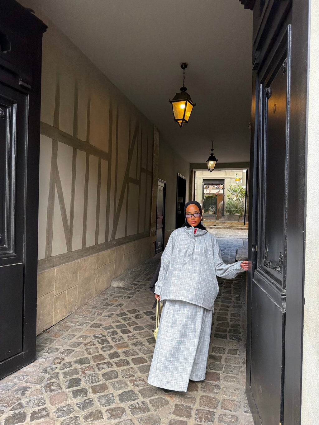 Ensemble Alicante Gris perle (Carreaux blanc) - TAHIRA