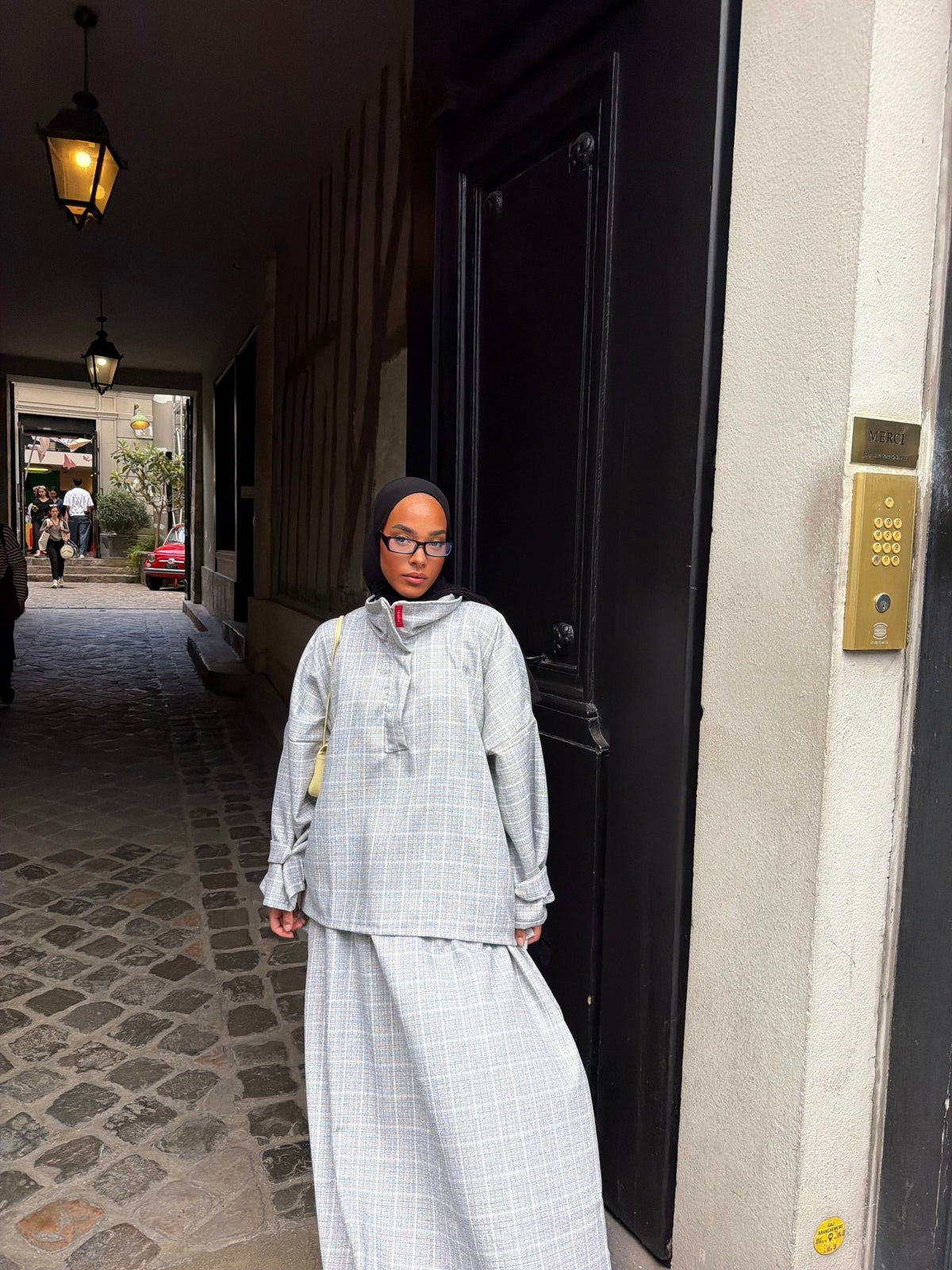 Ensemble Alicante Gris perle (Carreaux blanc) - TAHIRA