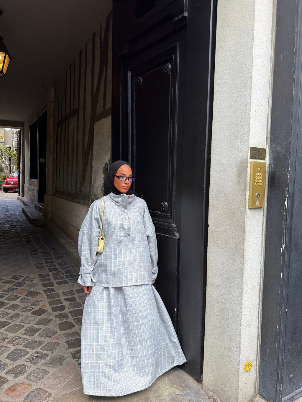 Ensemble Alicante Gris perle (Carreaux blanc) - TAHIRA