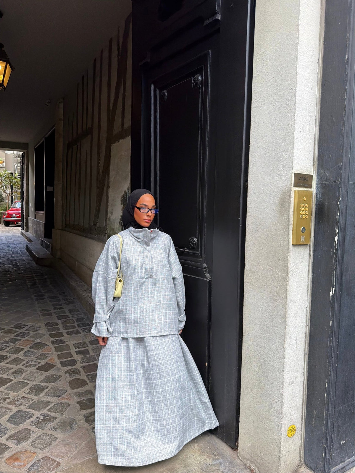 Ensemble Alicante Gris perle (Carreaux blanc) - TAHIRA