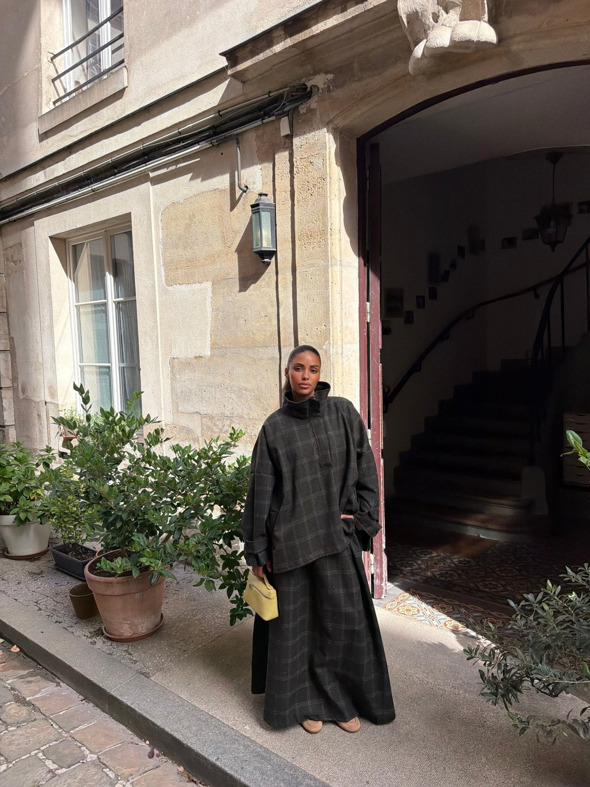 Ensemble Alicante Kaki (Carreaux blanc) - TAHIRA