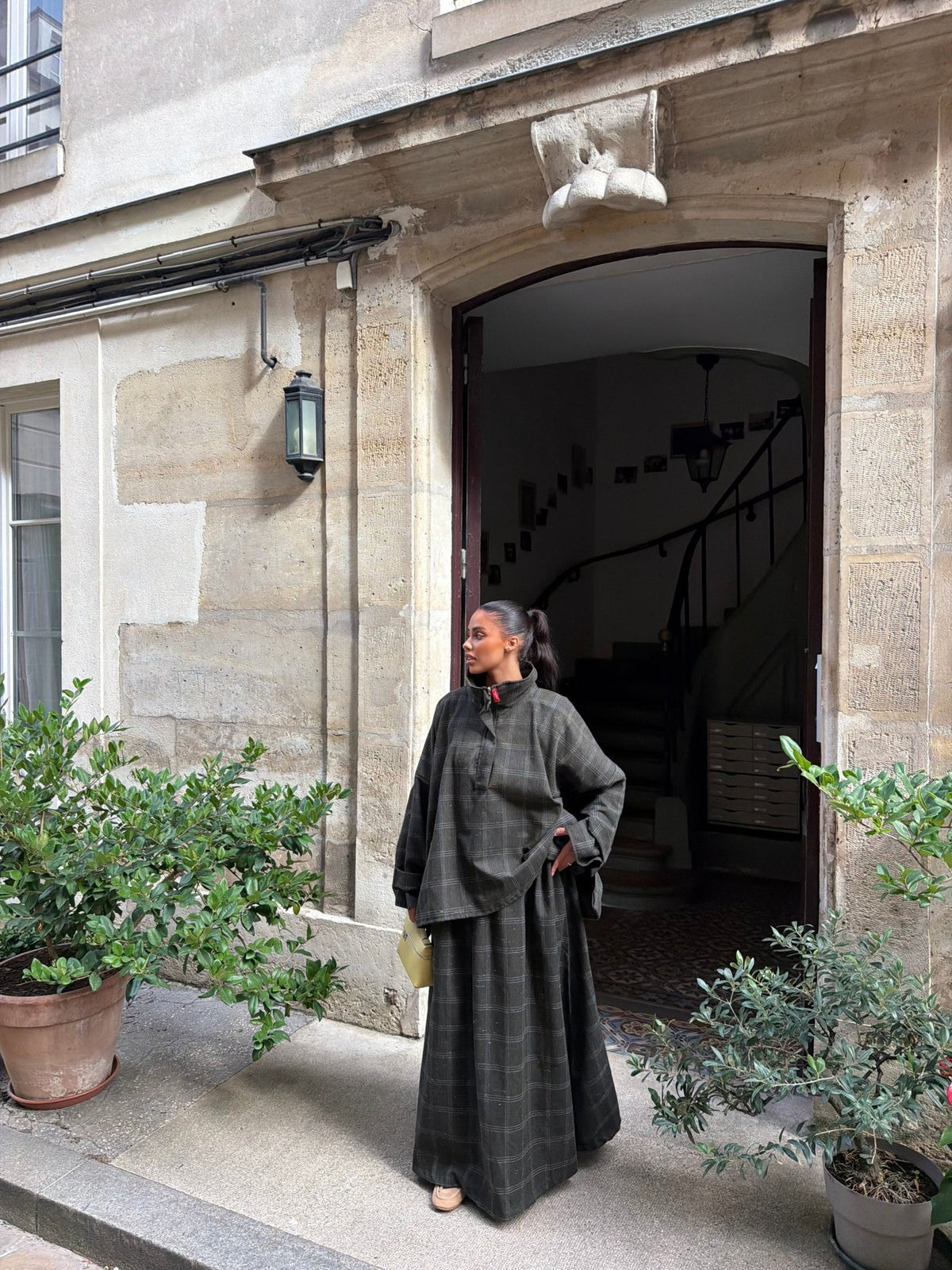Ensemble Alicante Kaki (Carreaux blanc) - TAHIRA