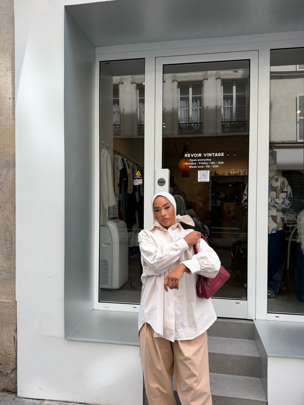 Ensemble Awa Beige clair(Chemise + Hijab) - TAHIRA