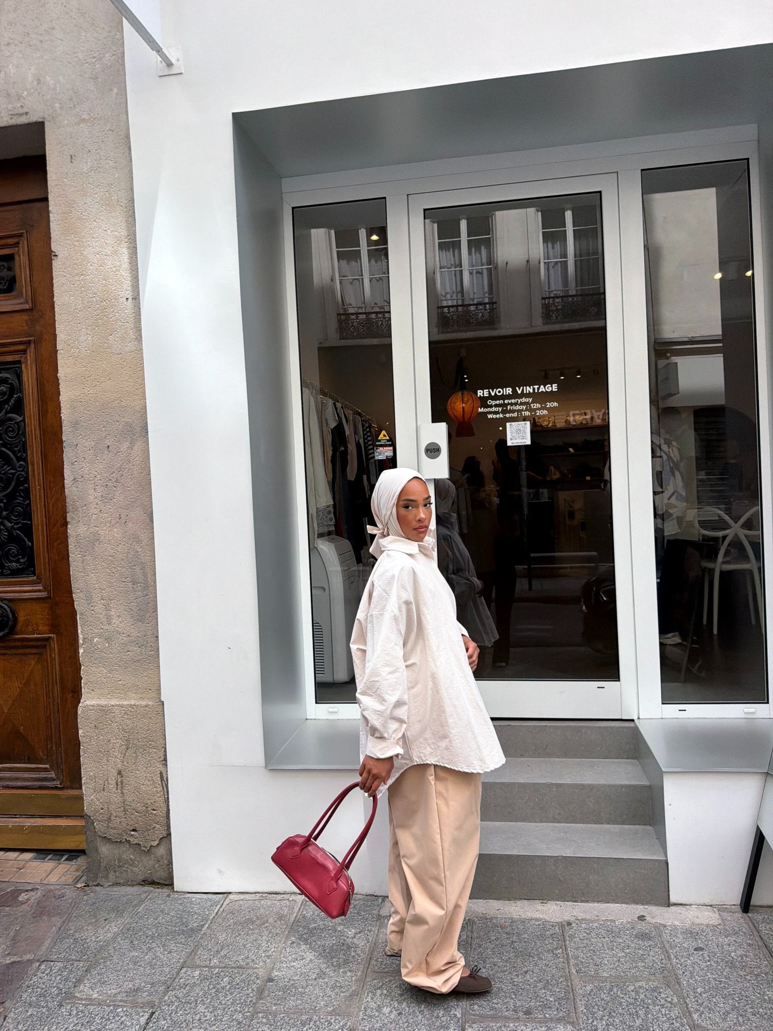 Ensemble Awa Beige clair(Chemise + Hijab) - TAHIRA