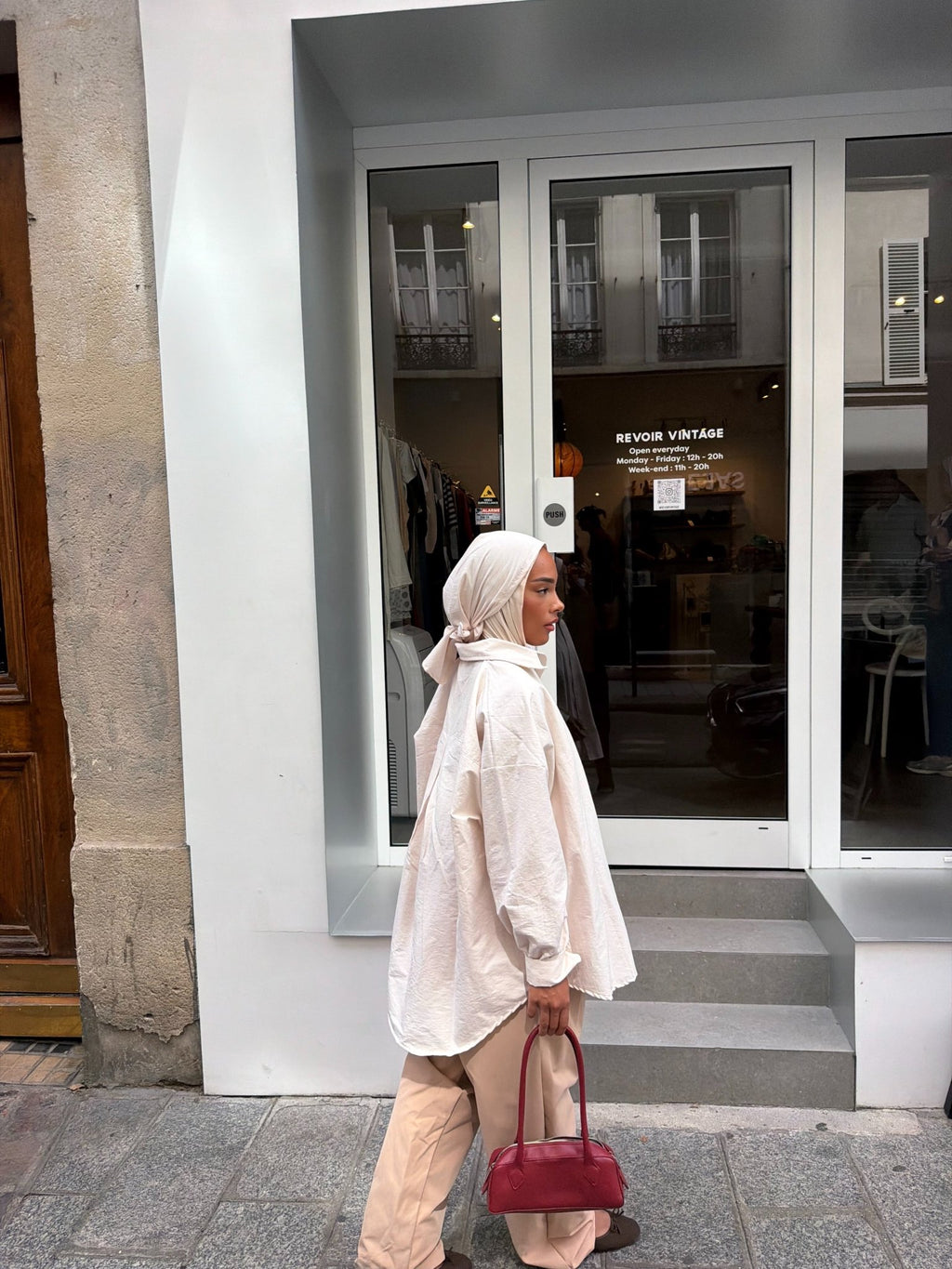 Ensemble Awa Beige clair(Chemise + Hijab) - TAHIRA