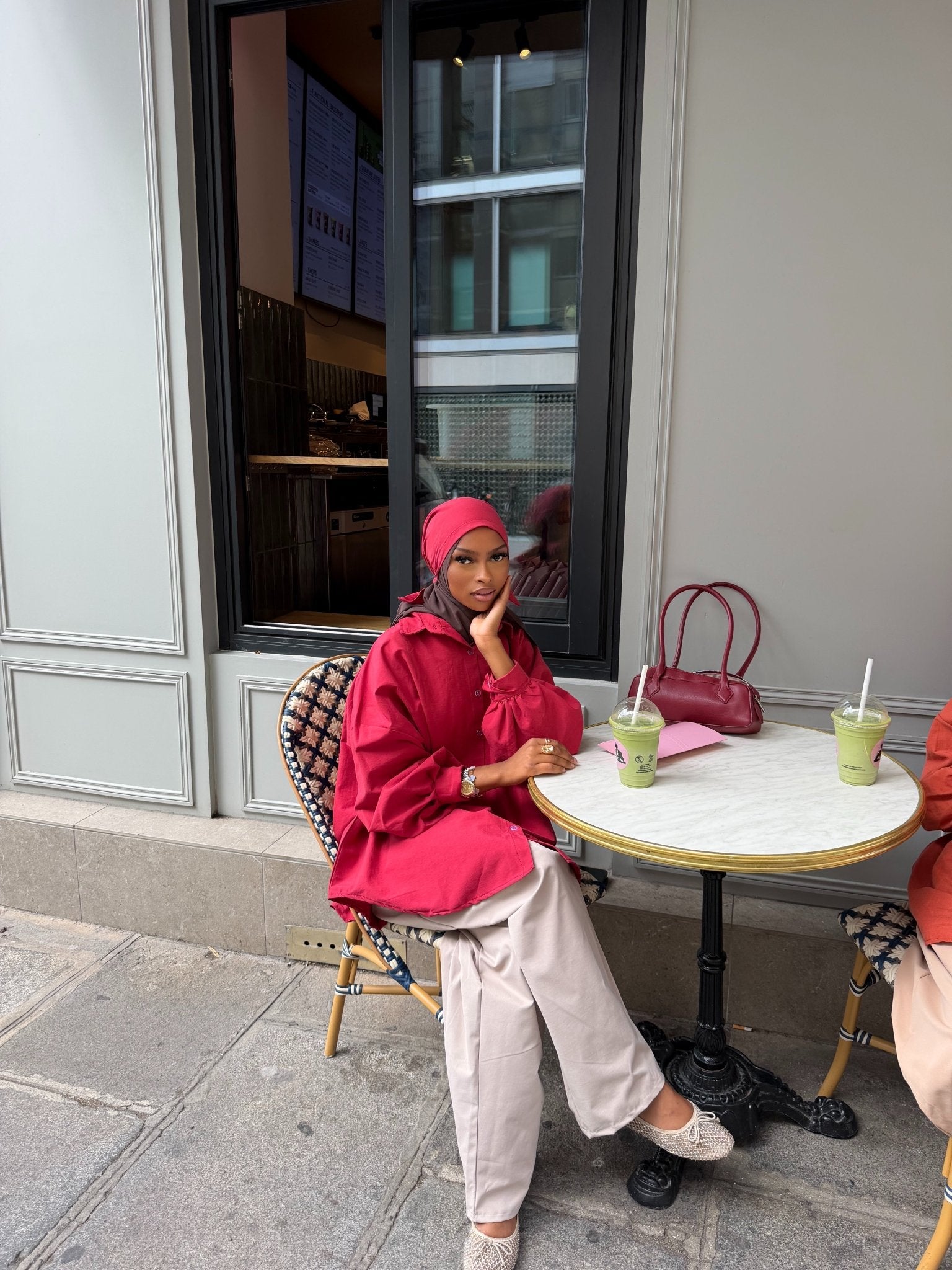 Ensemble Awa Rouge (Chemise + Hijab) - TAHIRA