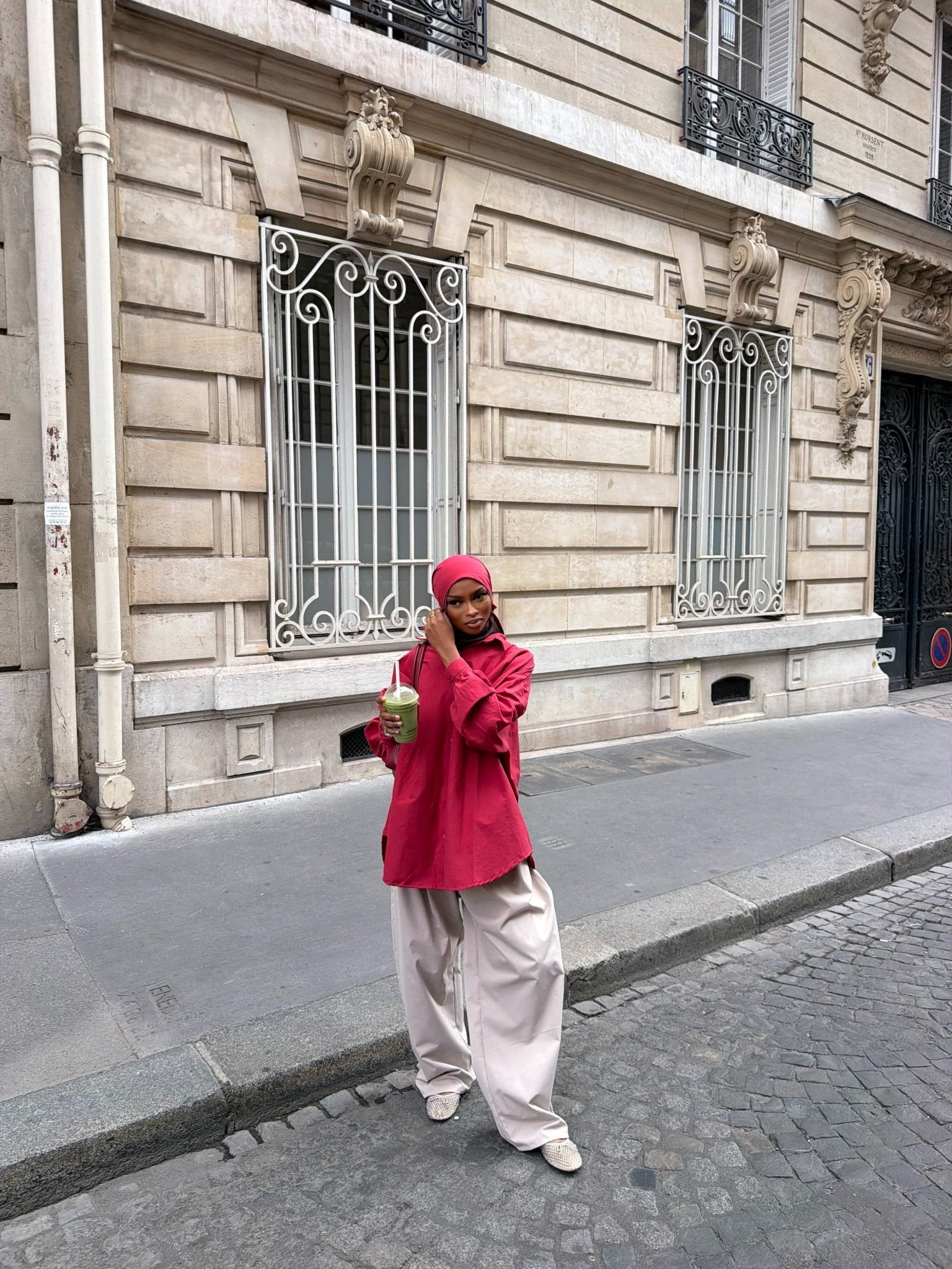 Ensemble Awa Rouge (Chemise + Hijab) - TAHIRA