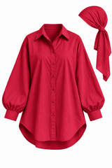 Awa Red Set (Shirt + Hijab)