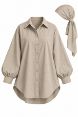 Ensemble Awa Taupe (Chemise + Hijab)
